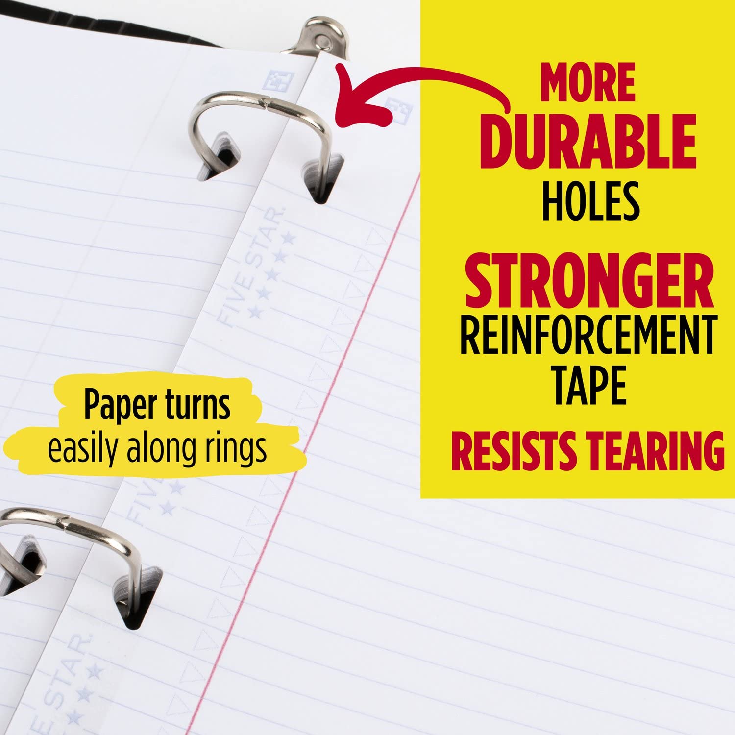 Five Star Loose Leaf Paper 4 Pack - College Ruled 3 Hole Punched Filler Paper with Study App, 11