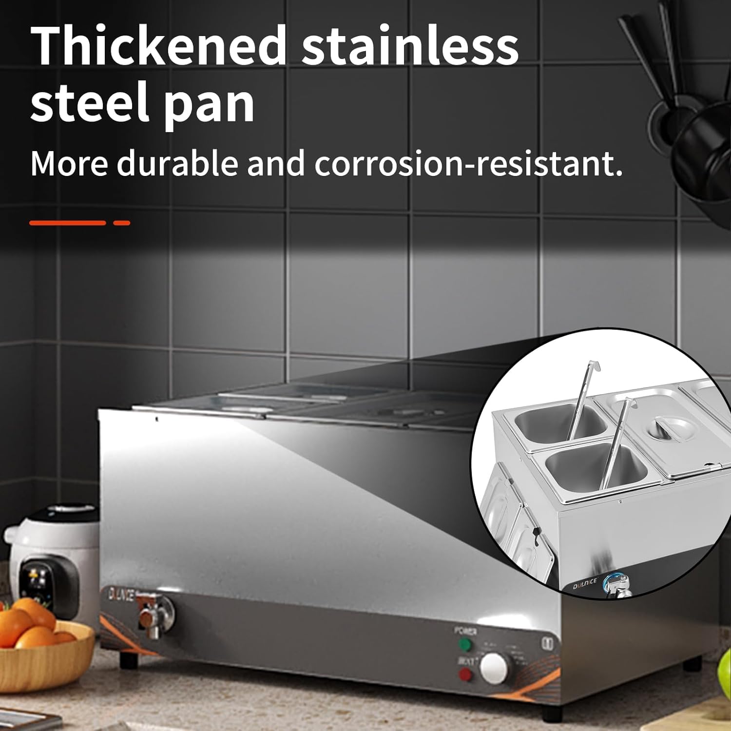 1500W Electric Food Warmer Set - 1/3GN & 1/6GN Bain Marie with Temperature Control | Commercial Buffet Warmer for Soup, Stew & Catering | Perfect for Restaurants, Parties & Events