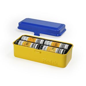 Kodak Steel 120/135 Film Storage Case with Blue Lid & Yellow Body - Perfect for Film Preservation, Photography Enthusiasts & Darkroom Use