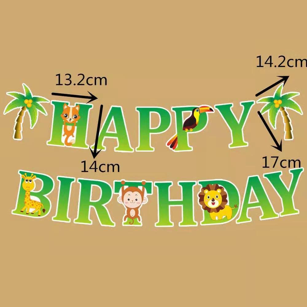 Jungle Wildlife Themed Party Decorations Set - Kids Zoo Birthday Supplies with Happy Birthday Banner, Animal Balloons (Tiger, Zebra, Monkey, Cow, Deer, Donkey) & Green Balloons - Perfect for Safari Birthday Parties, Baby Showers & Wild Animal Themed Events