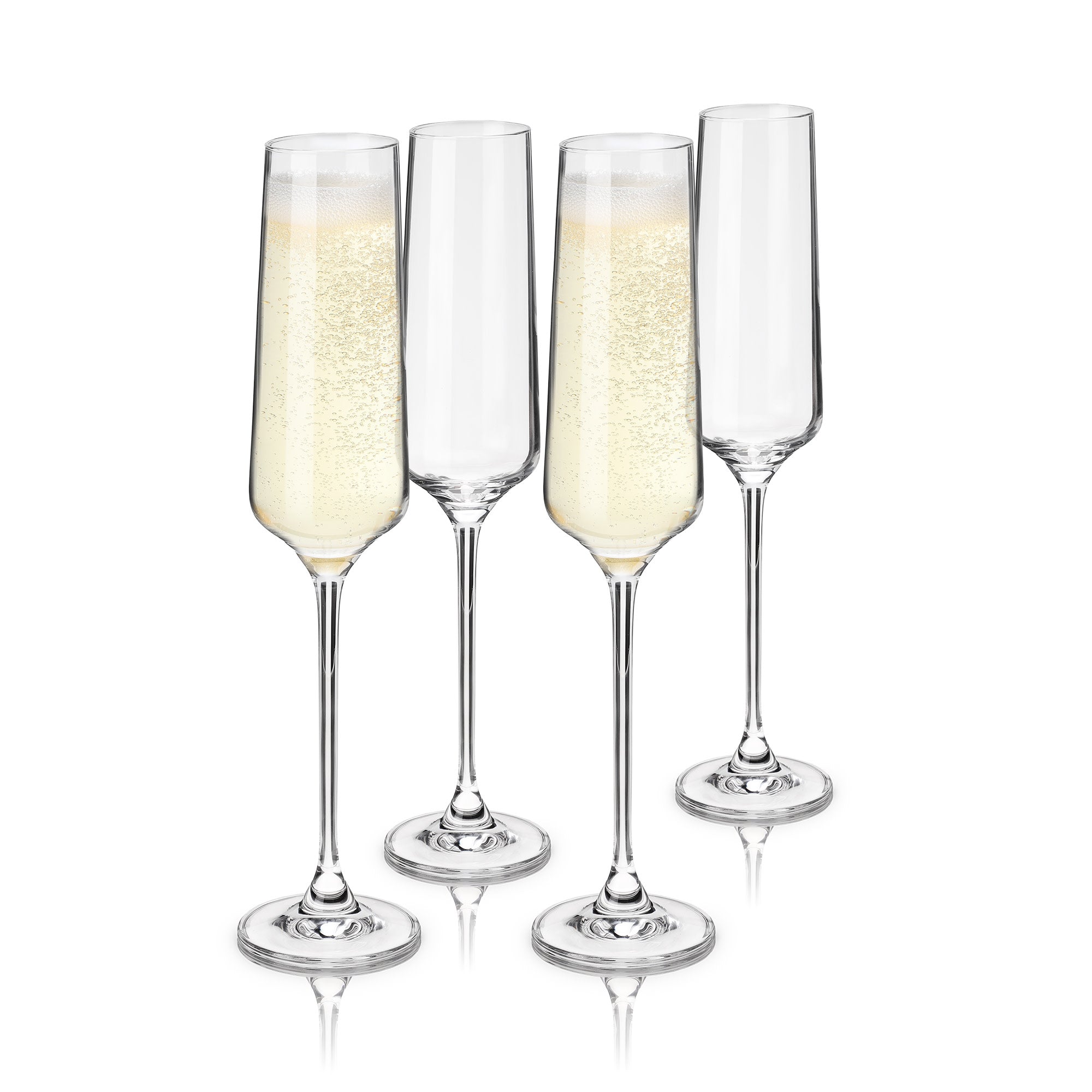 Premium Inez Crystal Champagne Flutes Set of 4 - Elegant Glassware for Weddings, Anniversaries & Special Celebrations