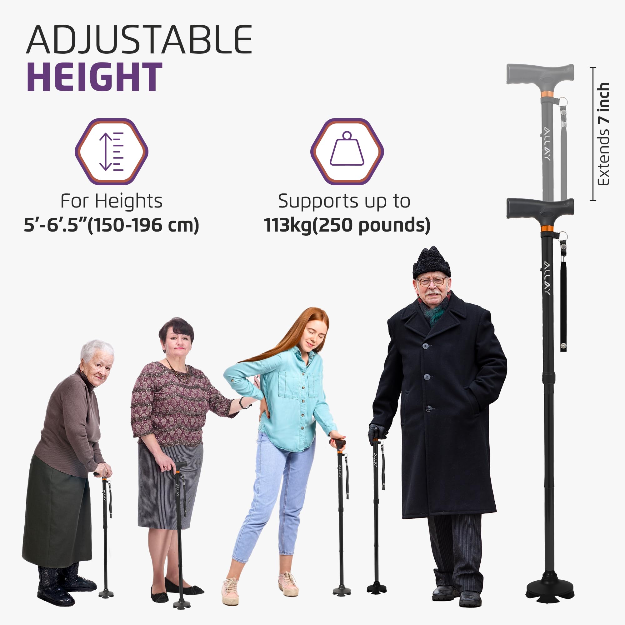 Premium Adjustable & Foldable Walking Cane for Seniors & Adults - Heavy Duty Free Standing Cane with Pivot Tip & Travel Bag | Ideal for Daily Mobility, Travel, and Balance Support