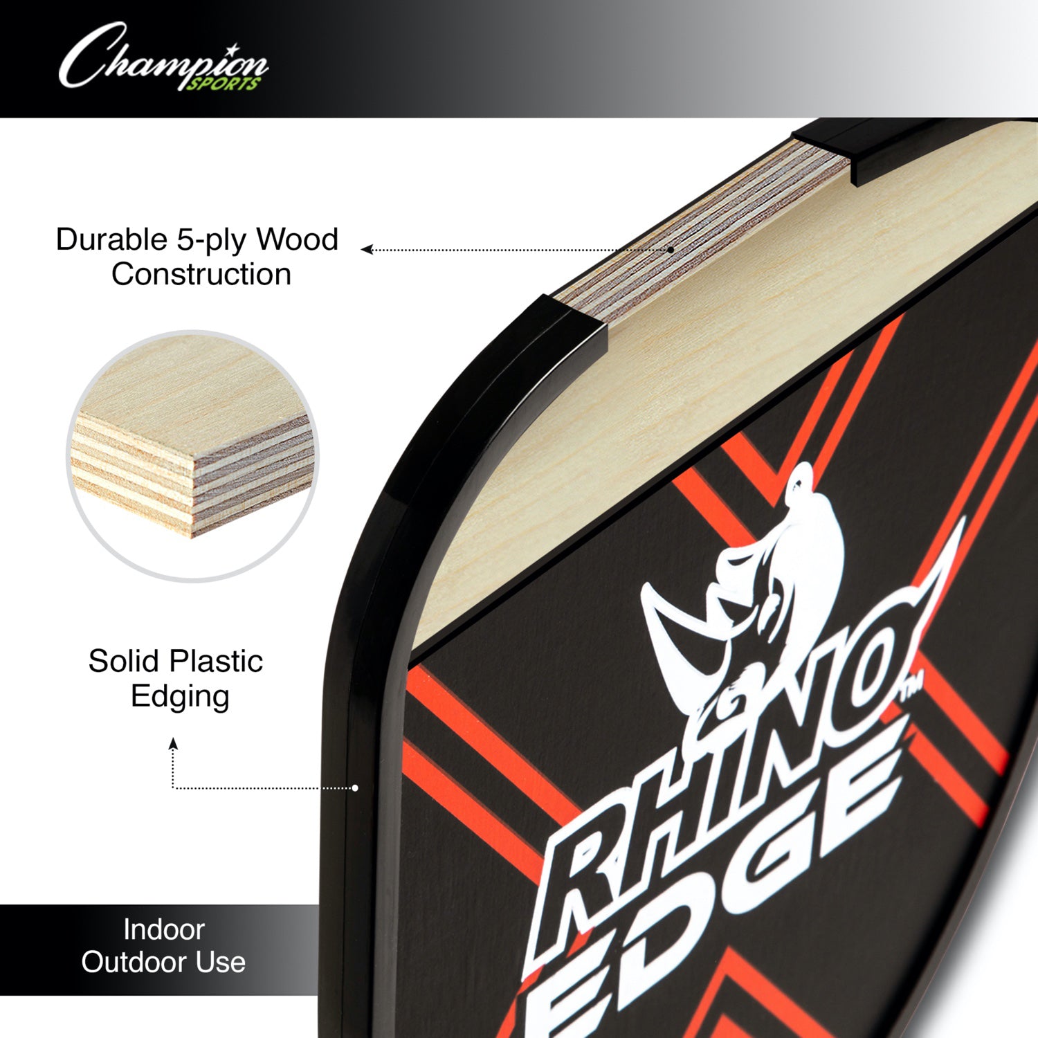 Champion Sports Rhino Pickleball Edge 2 Player Set - Premium Pickleball Paddles & Balls for Outdoor & Indoor Play - Perfect for Beginners & Recreational Players