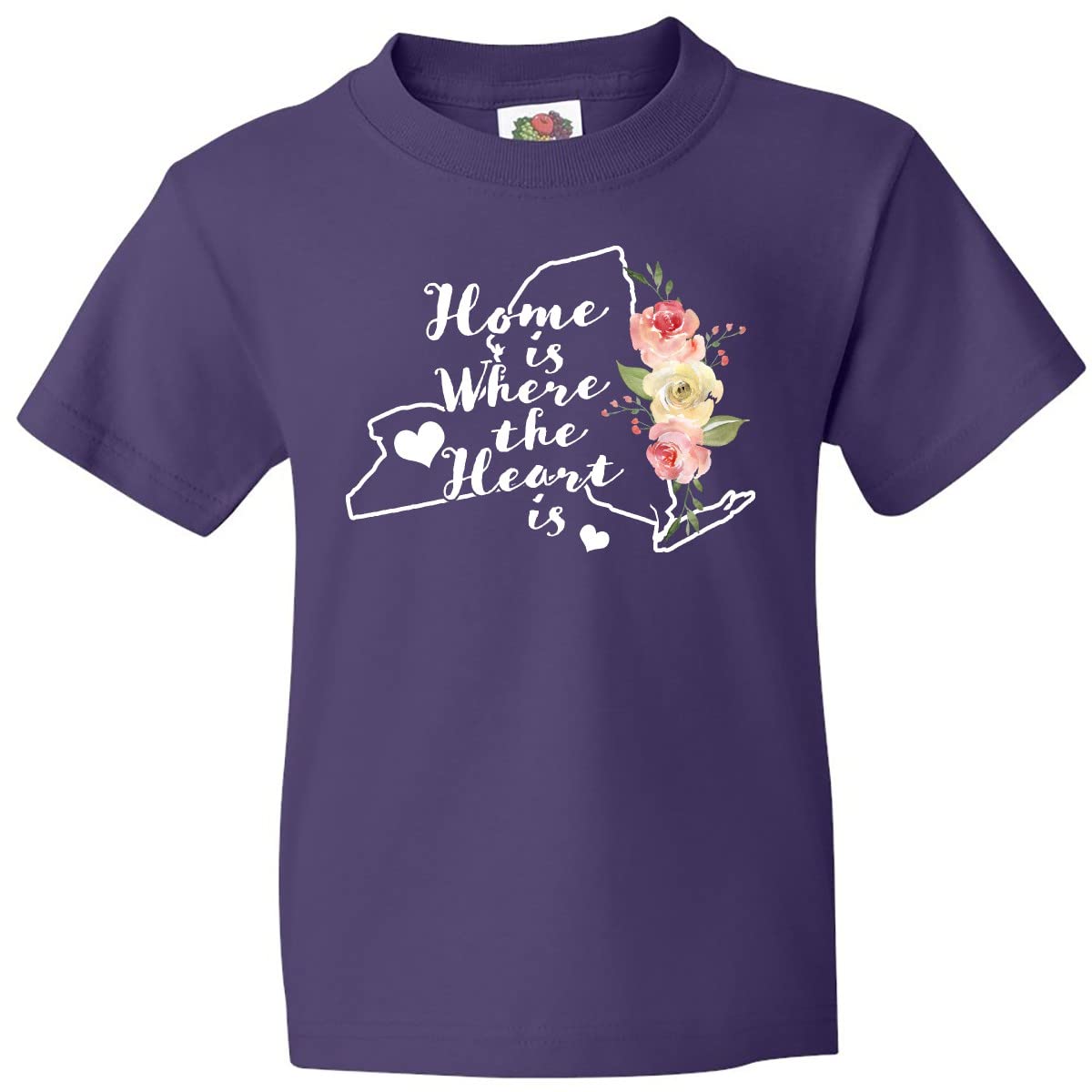 Inktastic New York Home is Where The Heart is Watercolor Graphic T-Shirt - Soft Cotton Tee for Women & Men - Casual Wear, Travel Souvenir, Gift Idea