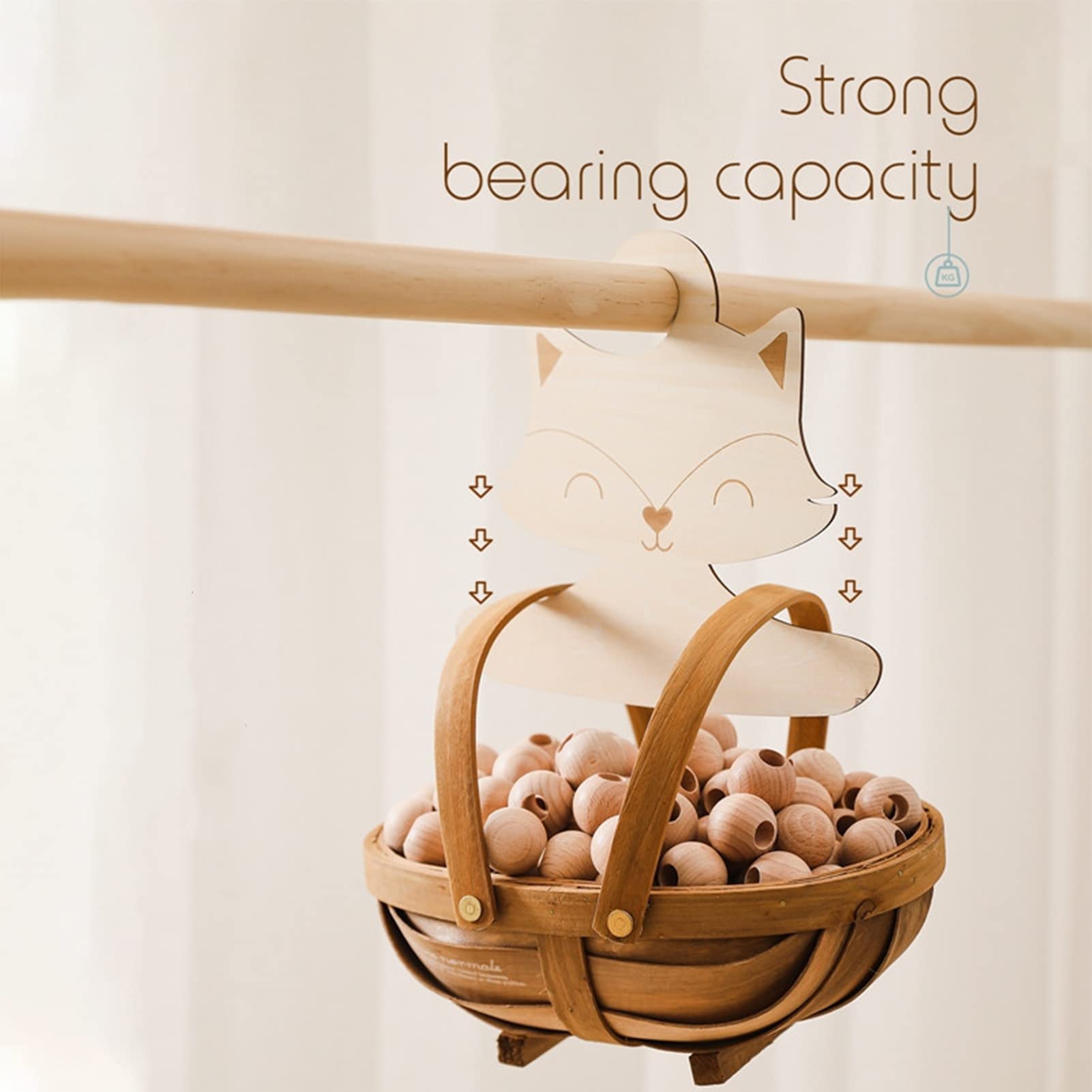 Erice Baby Hangers - 5 Pack Wooden Kids Clothes Hangers with Adorable Fox Design, 9 Inch Children's Coat Hangers for Suits, Dresses, Jackets & Pants - Perfect for Nursery, Kids Closet Organization & Gift Giving