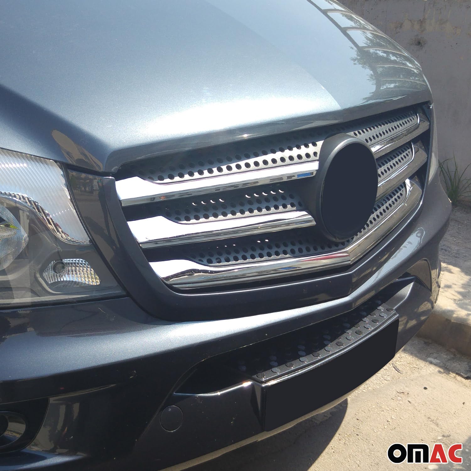 OMAC Front Bumper Grill Trim Molding Kit for Mercedes Sprinter W906 (2014-2018) - 5-Piece Steel Replacement Set - Perfect for Off-Road Protection & Custom Styling