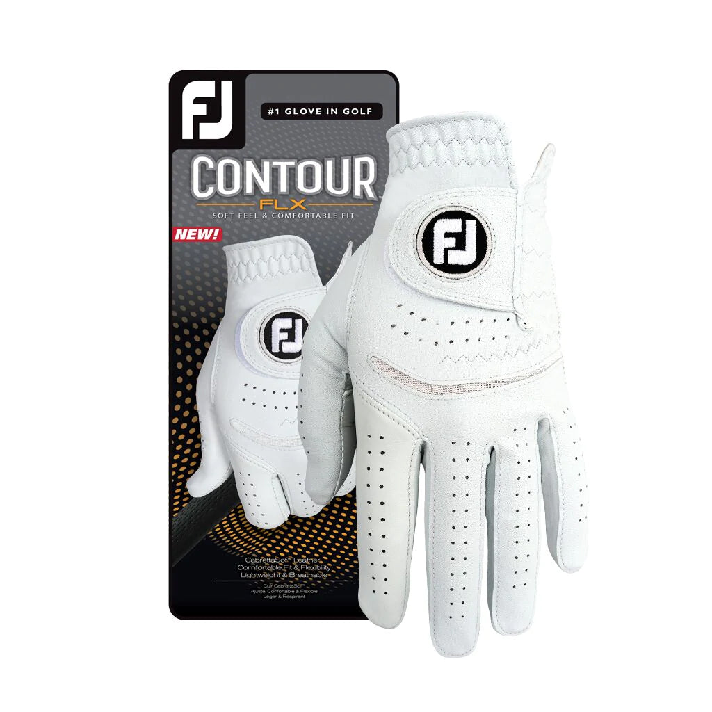 FootJoy Contour FLX Pearl Regular Men's Left Hand Golf Glove - Premium Comfort & Grip for Left-Handed Golfers | Perfect for Driving Range & Tournament Play
