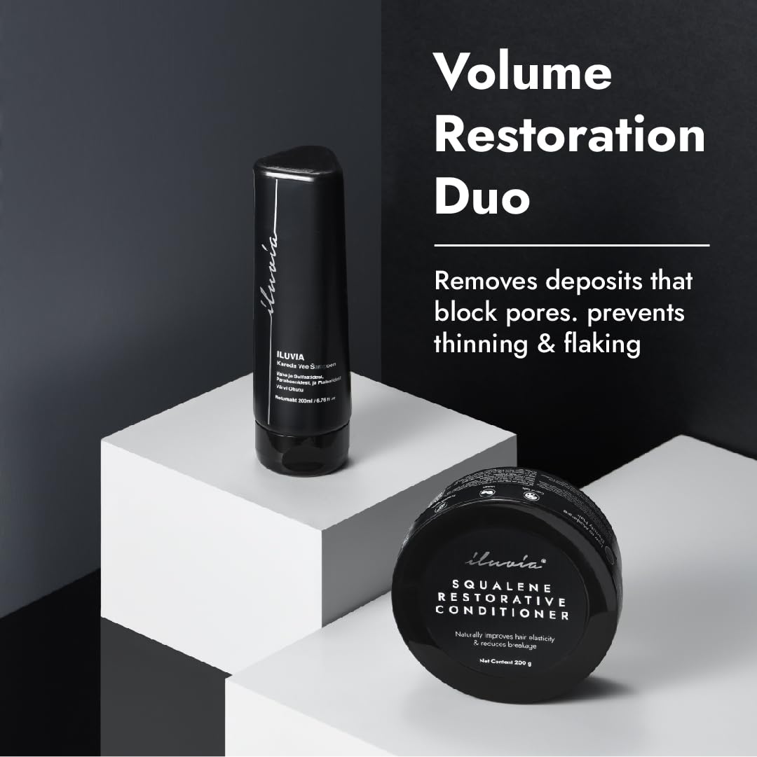iLuvia Professional Basic Haircare Combo - Sulfate-Free Hard Water Shampoo (200ml) & Squalane Restorative Conditioner (200g) for Damaged Hair | Salon-Quality Hydration & Repair | Perfect for Swimmers, Hard Water Areas & Color-Treated Hair