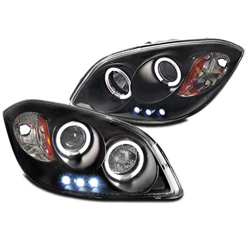 ZMAUTOPARTS Chevrolet Cobalt & Pontiac G5 Halo LED Projector Headlights - Black Housing for Enhanced Night Driving & Style Upgrade