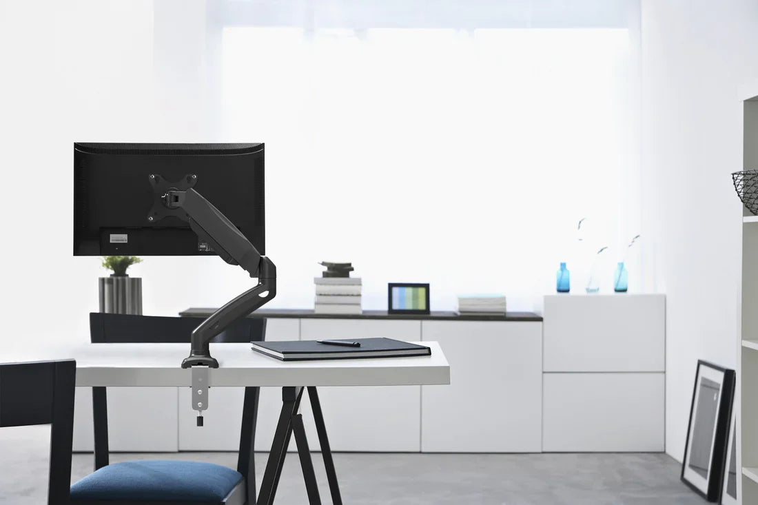 Adjustable Single Monitor Arm - Black Pear-Shaped Design for Ergonomic Workspace Setup | Perfect for Home Office, Gaming & Studio Use