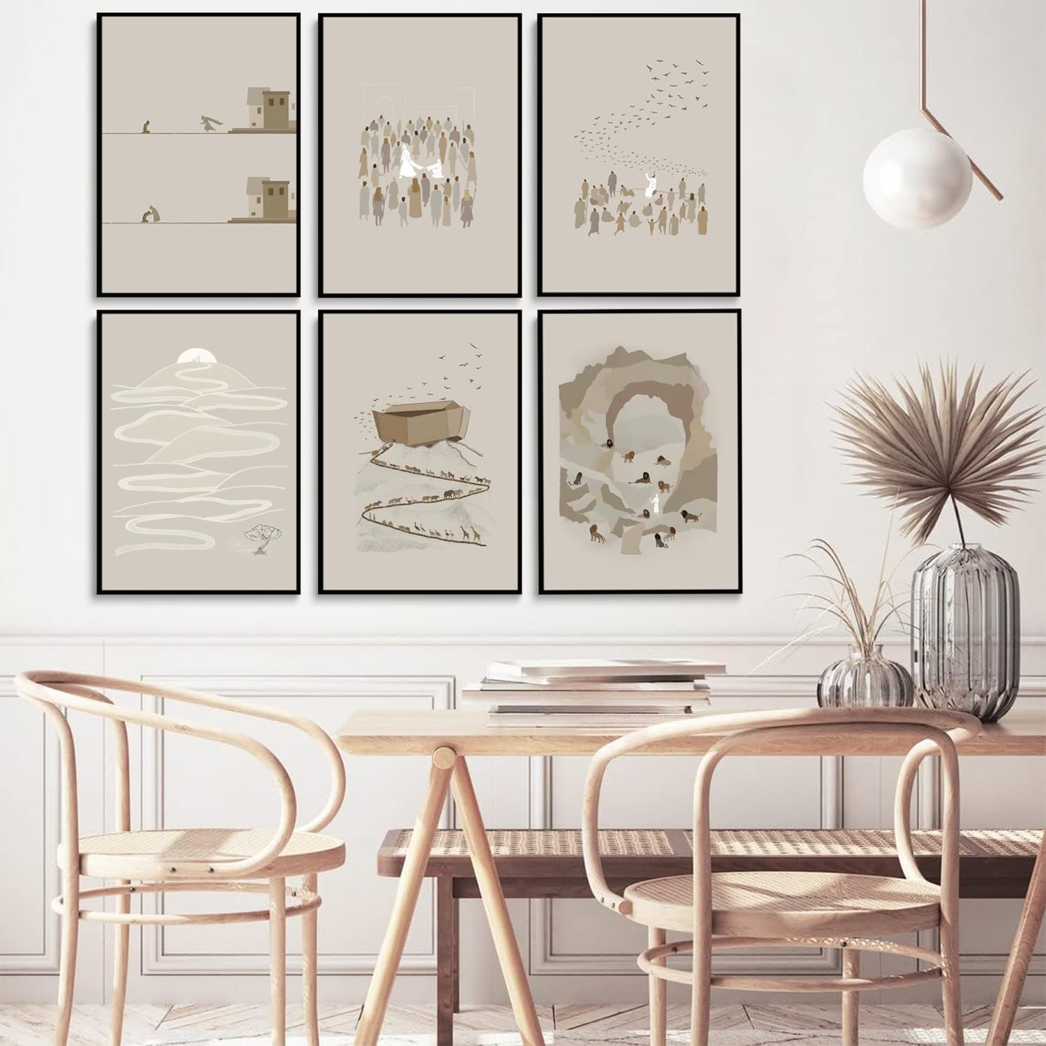 RYZQUBF 9Pcs Jesus Christian Canvas Wall Art - Boho Bible Verse Posters, Religious Wall Prints, Minimalist Jesus Paintings for Bedroom & Living Room Decor - Unframed Christian Home Decor for Prayer Rooms & Church Gifts