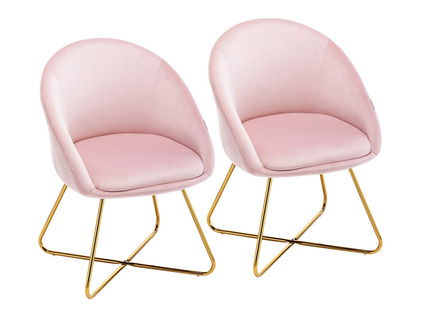 Velvet Accent Chair Set of 2 - Pink & Gold for Living Room, Bedroom