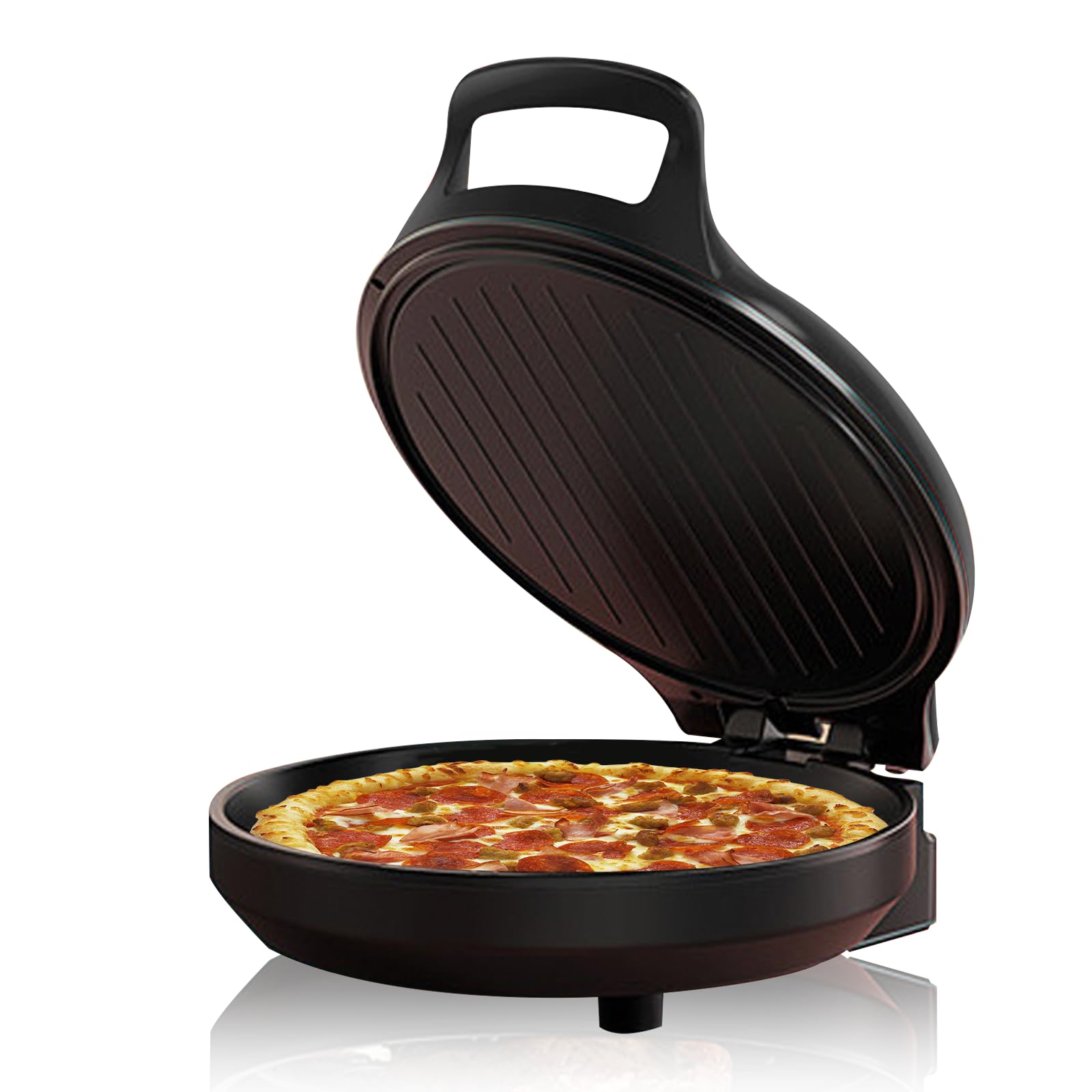 Electric Pizza Maker Oven - 12 Inch Portable Countertop Pizza Cooker, Stainless Steel Fast Cooking for Home & Indoor Use - Perfect for Family Pizza Nights, Parties & Quick Meals (Red)