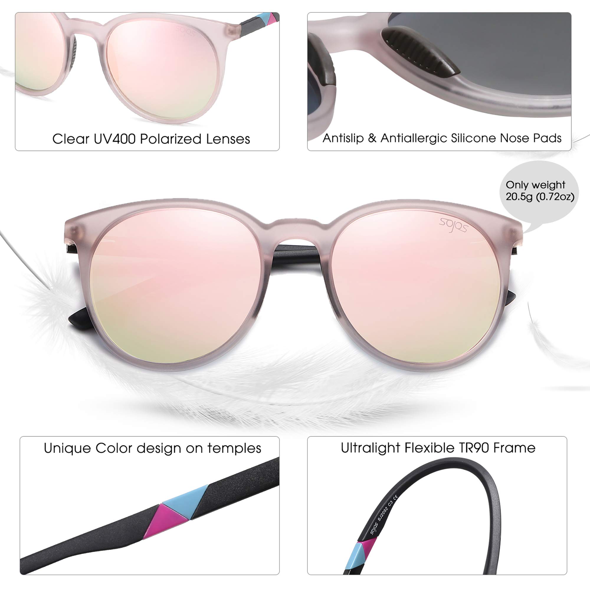 SOJOS Polarized Sports Sunglasses for Women & Men - Lightweight TR90 Frame, UV Protection, Oversized Round Lenses - Perfect for Running, Cycling, and Outdoor Activities