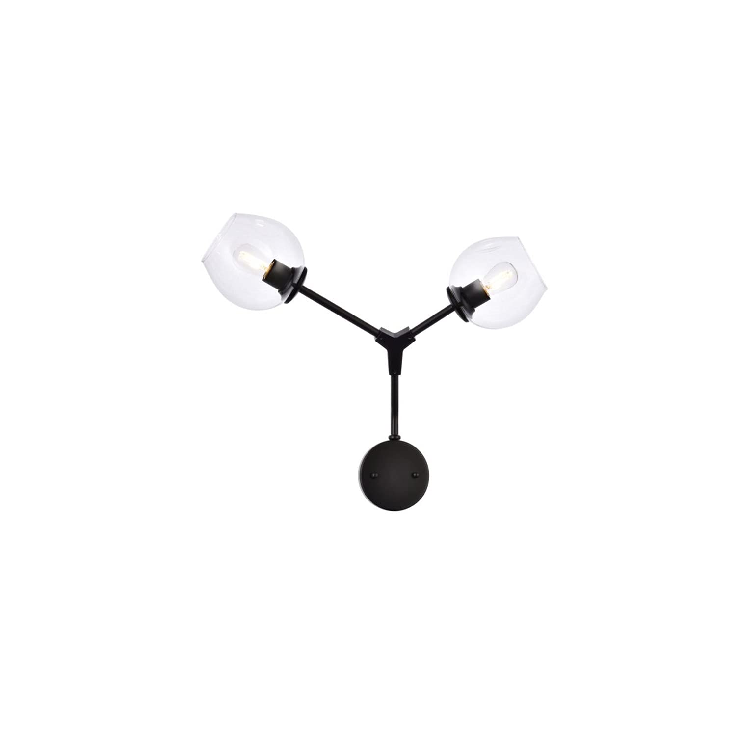 Modern Black Wall Sconce with 2 Lights - Adjustable Arm Wall Lamp for Bedroom, Living Room, Hallway & Dorm Decor