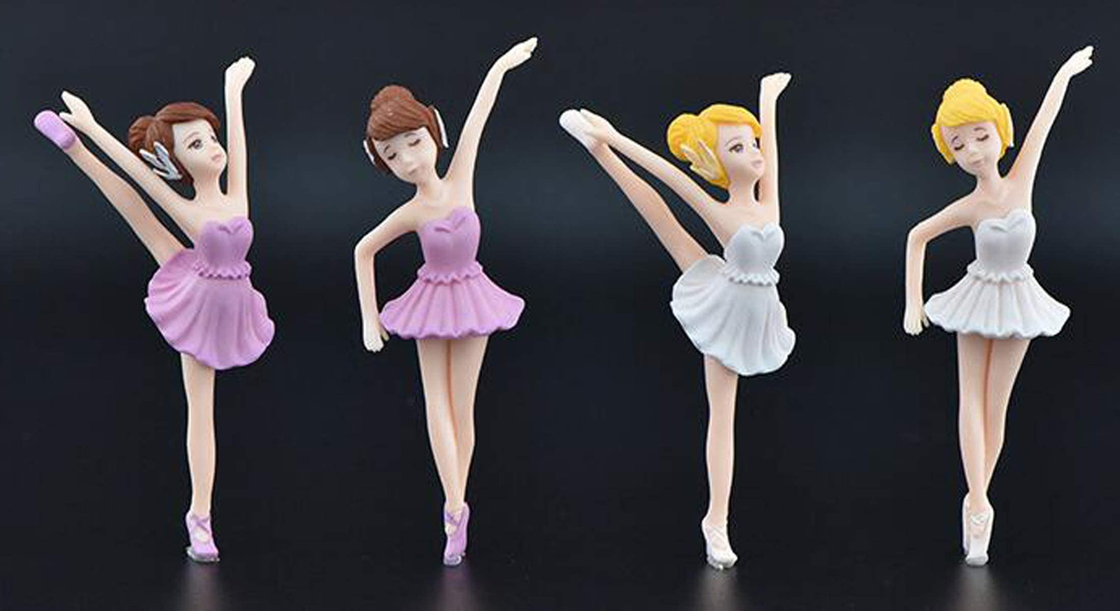 4 Pcs Ballet Girl Miniature Figurine Toys - Ballerina Doll Playset for Cake Toppers, Plant Pot Crafts, Dollhouse & Landscape Decor - Perfect for Birthday Parties, Wedding Cakes, Fairy Gardens and Home Decoration