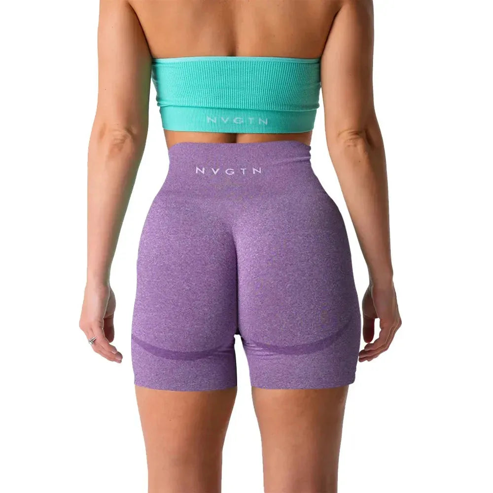 NVGTN High Waisted Seamless Shorts for Women - Smile Contour Yoga Biker Shorts | Perfect for Gym, Workout & Casual Wear
