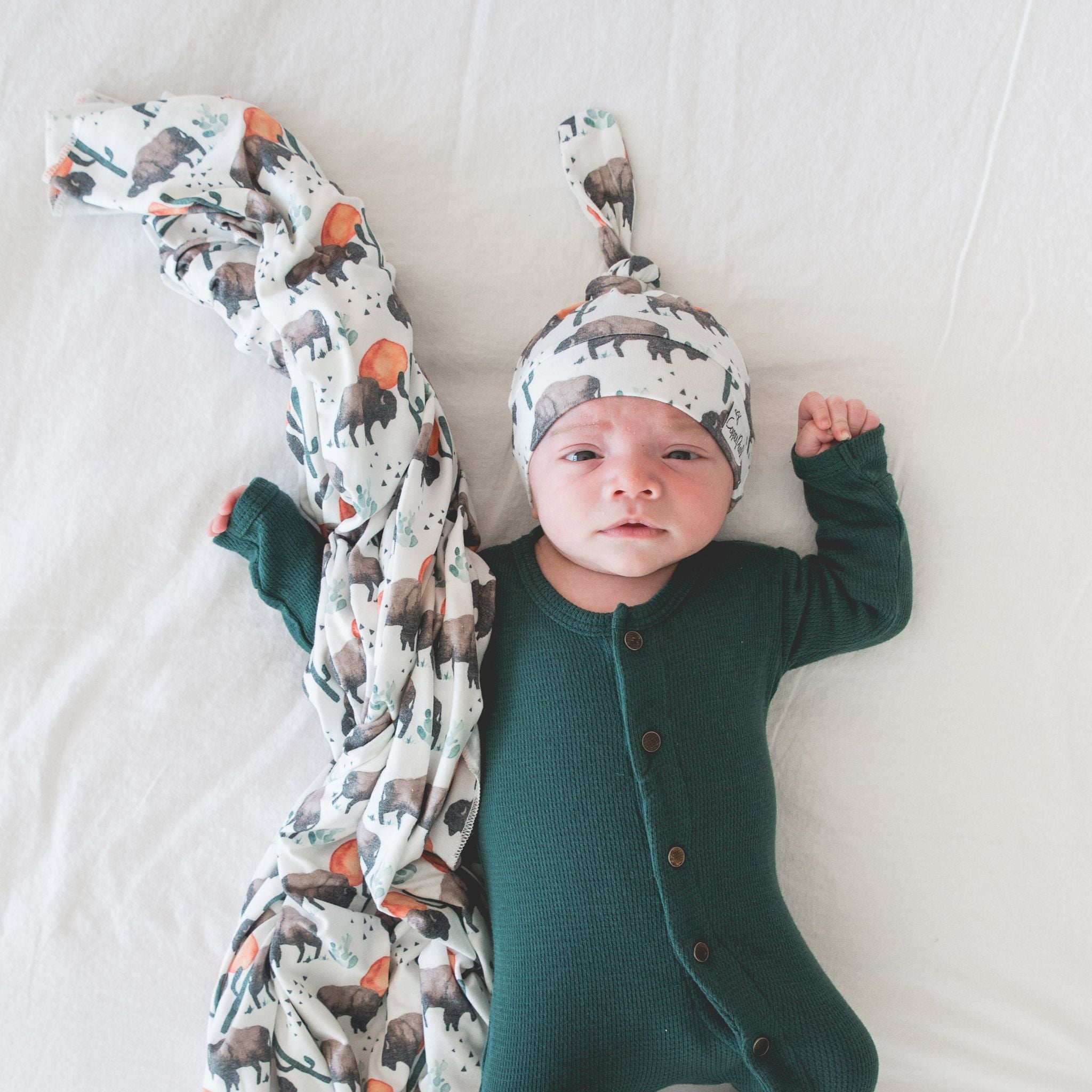 Soft Knit Swaddle Blanket for Babies - Cozy & Breathable Bison Design - Perfect for Newborns, Swaddling, and Nursery Comfort