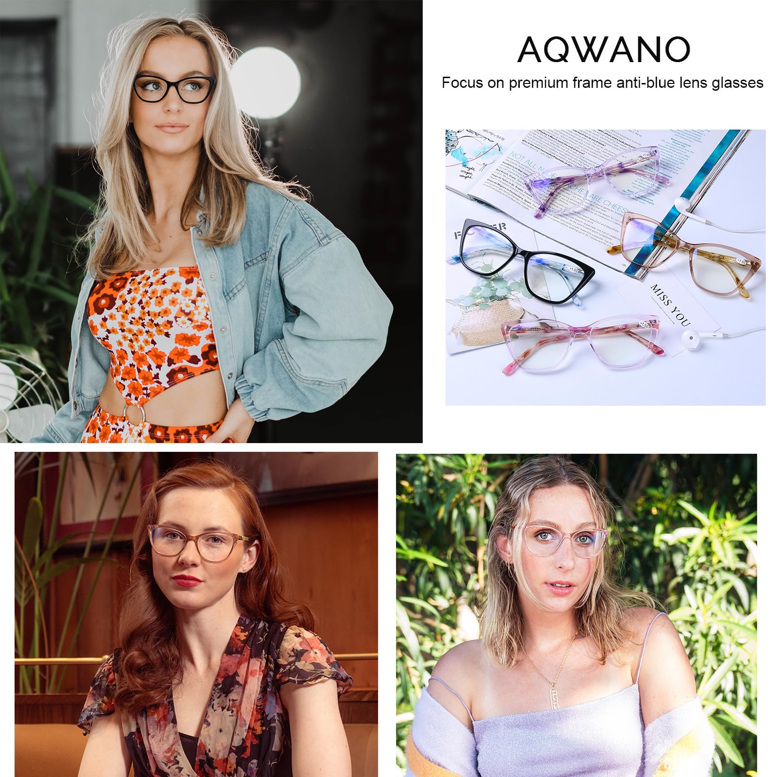 AQWANO Stylish Cat Eye Computer Reading Glasses for Women - Oversized Designer Blue Light Blocking Eyeglasses with Anti-UV400 Protection (Pink, 2.0 Magnification) - Perfect for Office Work, Online Shopping & Digital Screen Use