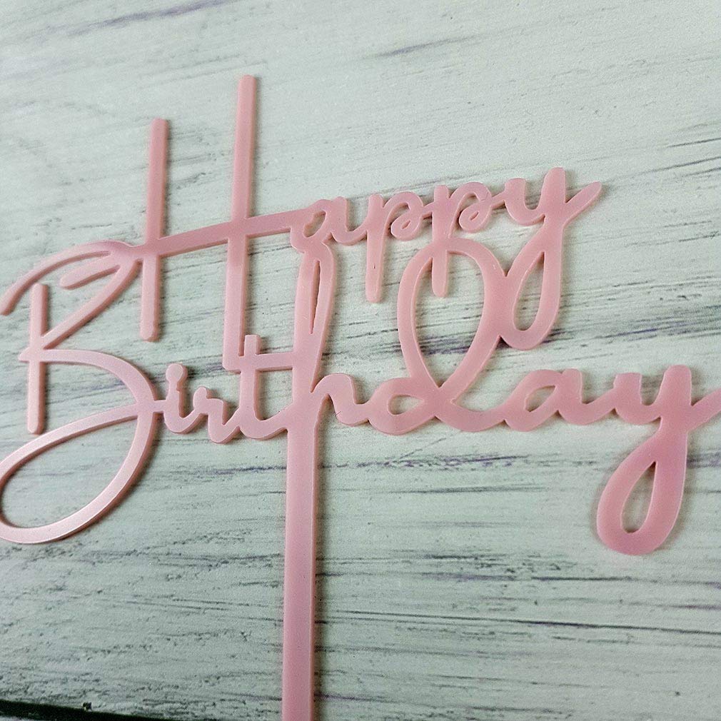 Happy Birthday Cake Topper - Pink Acrylic Party Decorations for Birthday Cakes, Cupcakes & Desserts | Perfect for Birthday Parties, Baby Showers & Special Celebrations