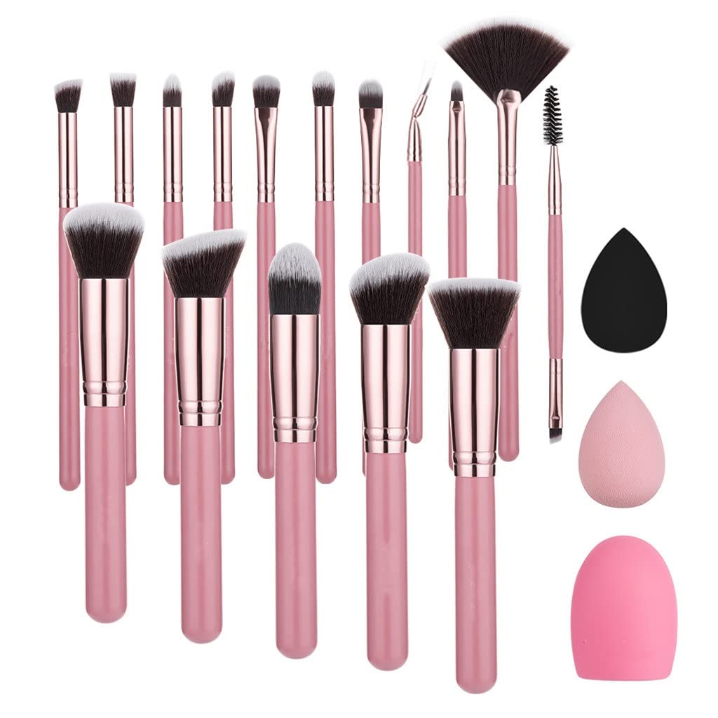 RENSLAT 16-Piece Makeup Brush Set with 2 Blending Sponges & Brush Cleanser - Professional Eyeshadow, Contour, Concealer Cosmetic Brushes for Flawless Makeup Application at Home or Salon