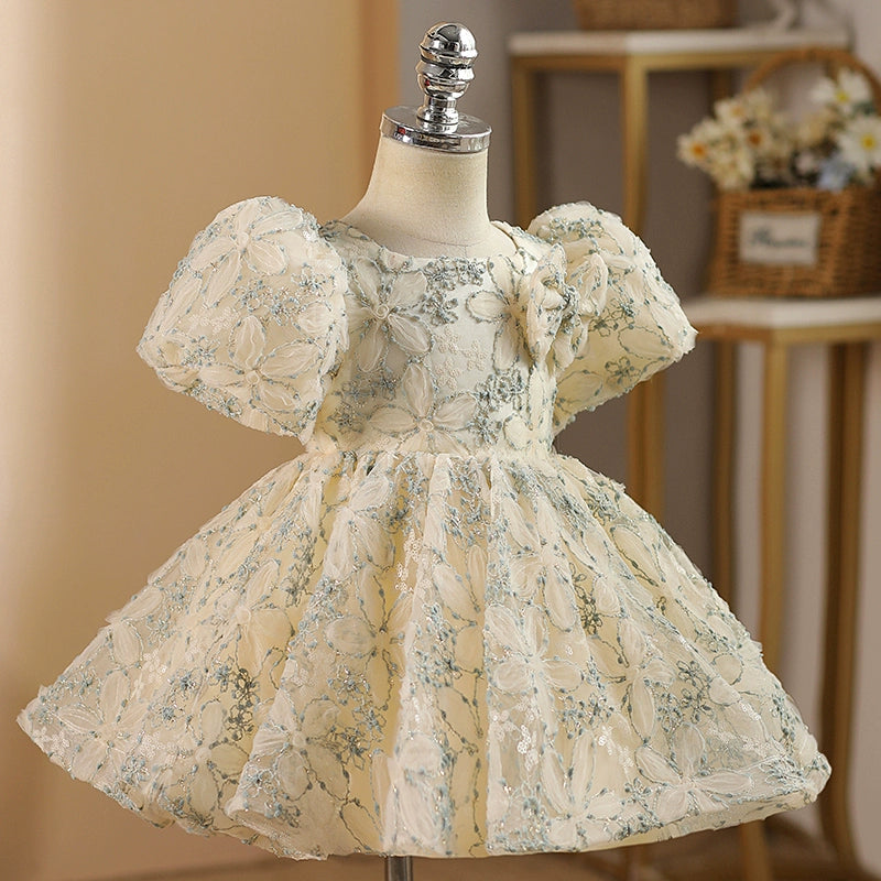 Elegant Baby Girl Party Dress Toddler Puffy Christening Gown - Perfect for Birthday Celebrations, Baptisms, and Special Occasions