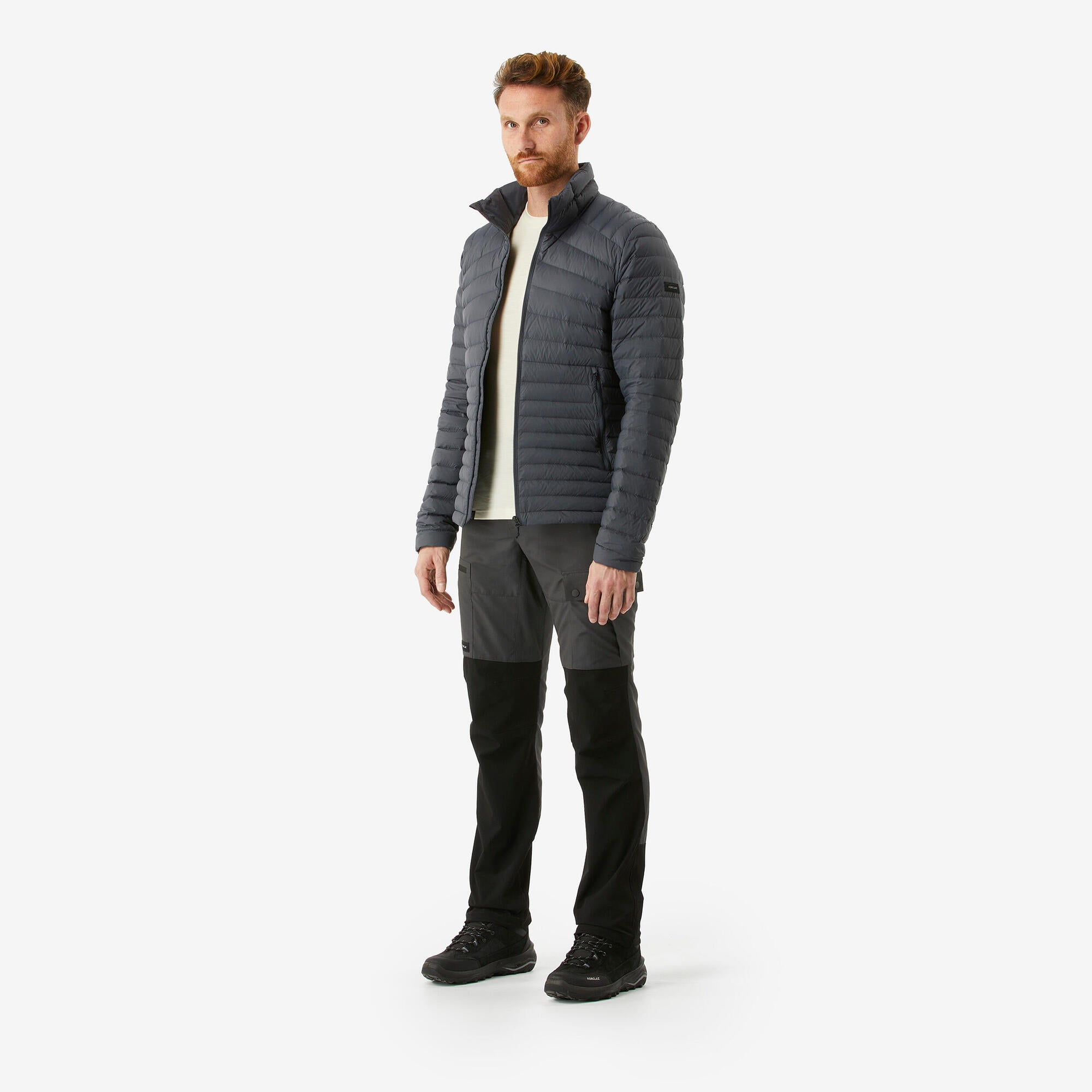 Forclaz Men's MT100 Down Puffer Jacket - Lightweight Warm Winter Coat for Hiking & Outdoor Activities | Water-Resistant Insulated Hooded Jacket for Men