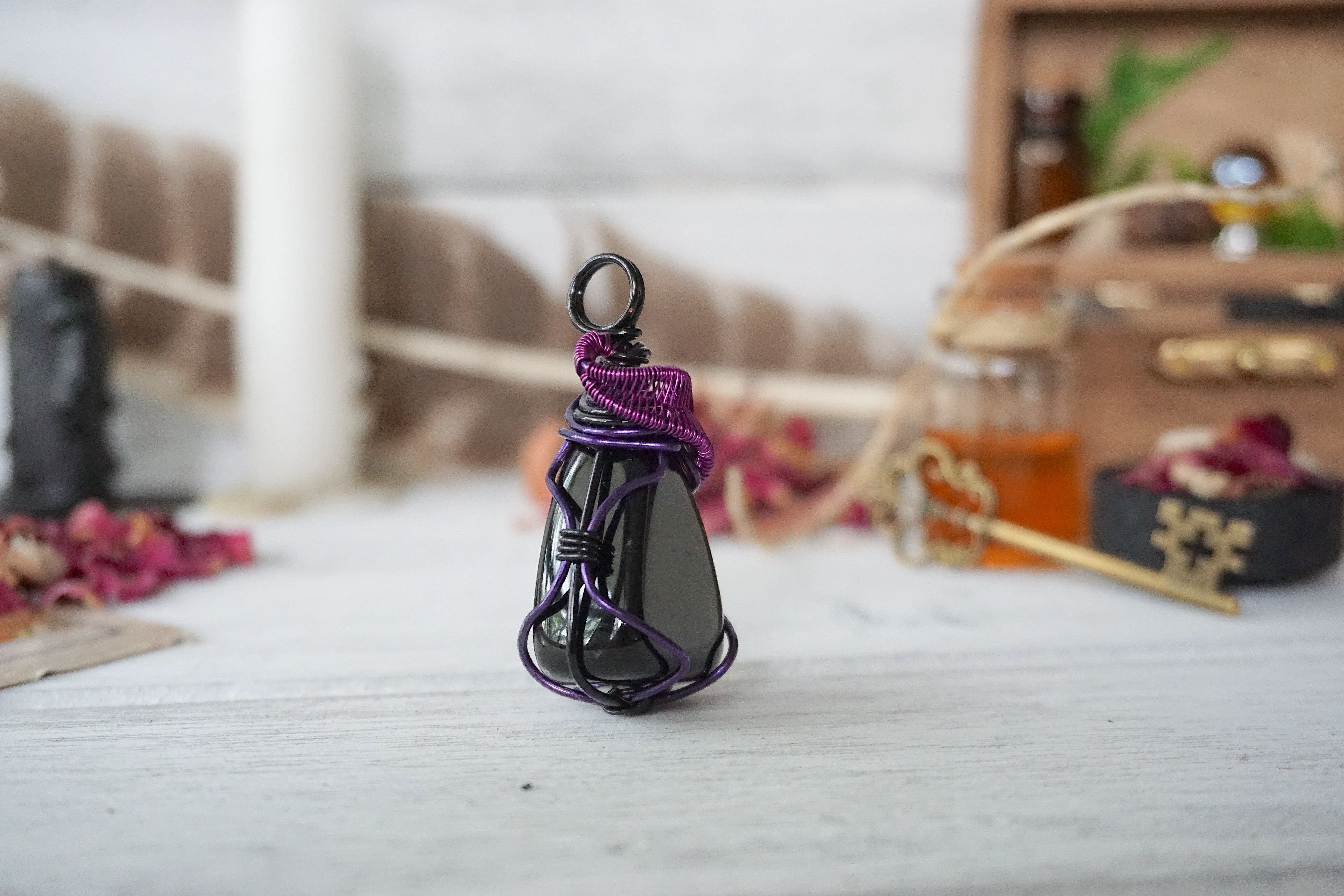 AURA OBSIDIAN COLLECTION - Obsidian Violet Necklace for Women | Elegant Healing Crystal Jewelry for Meditation, Yoga & Spiritual Protection | Perfect Gift for Birthdays & Anniversaries