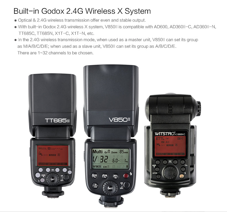 Godox V850II Professional Manual Speedlight Flash for Canon Nikon Sony DSLR Cameras - Perfect for Portrait, Wedding, and Studio Photography