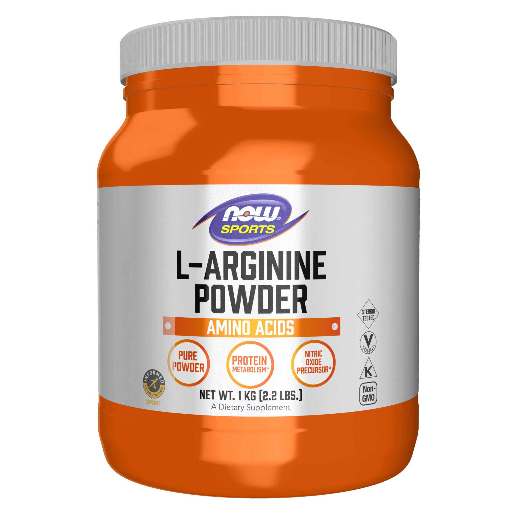 NOW Foods L-Arginine Powder 2.2 lb - Nitric Oxide Booster & Amino Acid Supplement for Sports Nutrition - Supports Workout Performance, Muscle Recovery & Cardiovascular Health