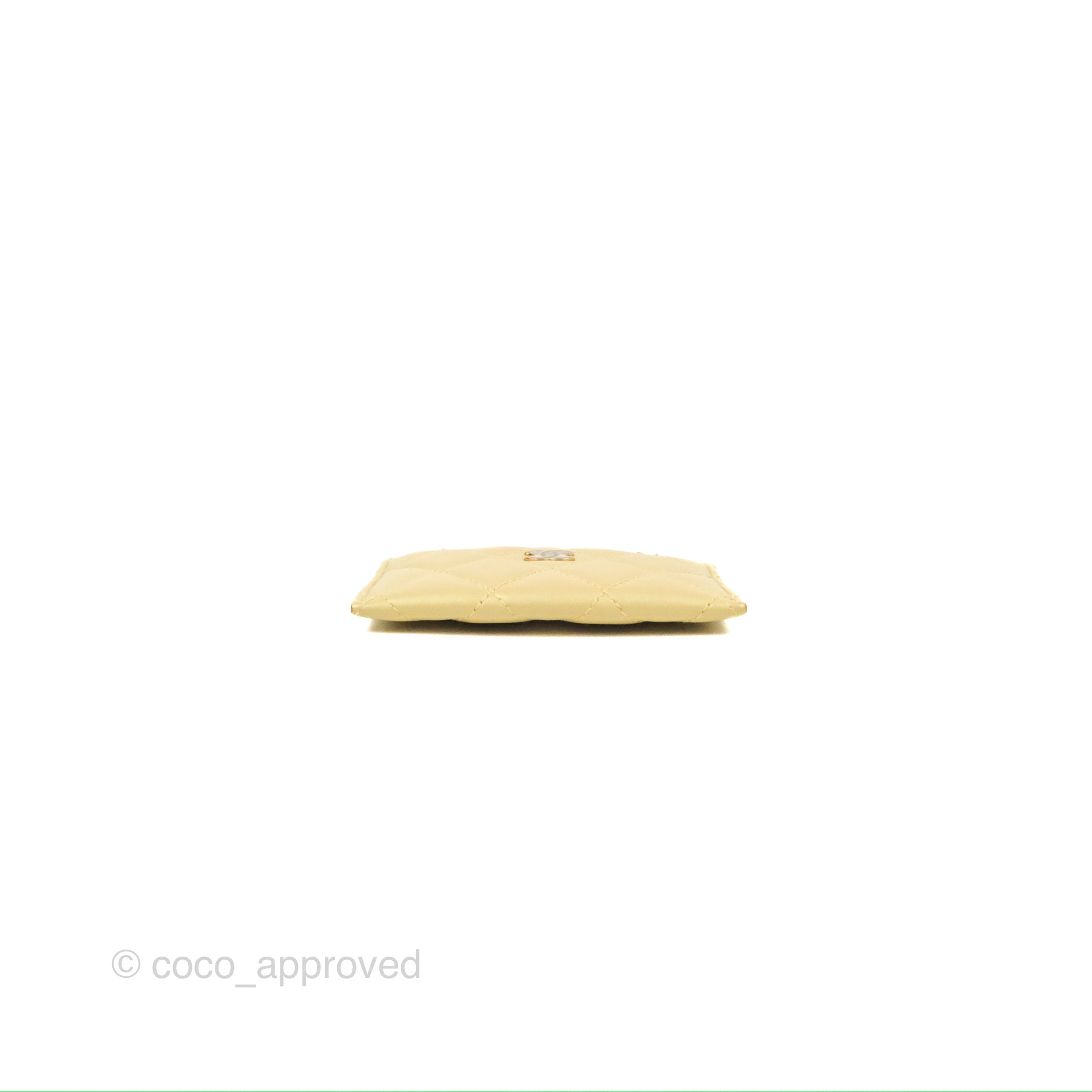 Chanel Classic Flat Card Holder in Iridescent Yellow Lambskin with Gold Hardware - Luxury Wallet for Women, Perfect for Everyday Use & Gift Giving