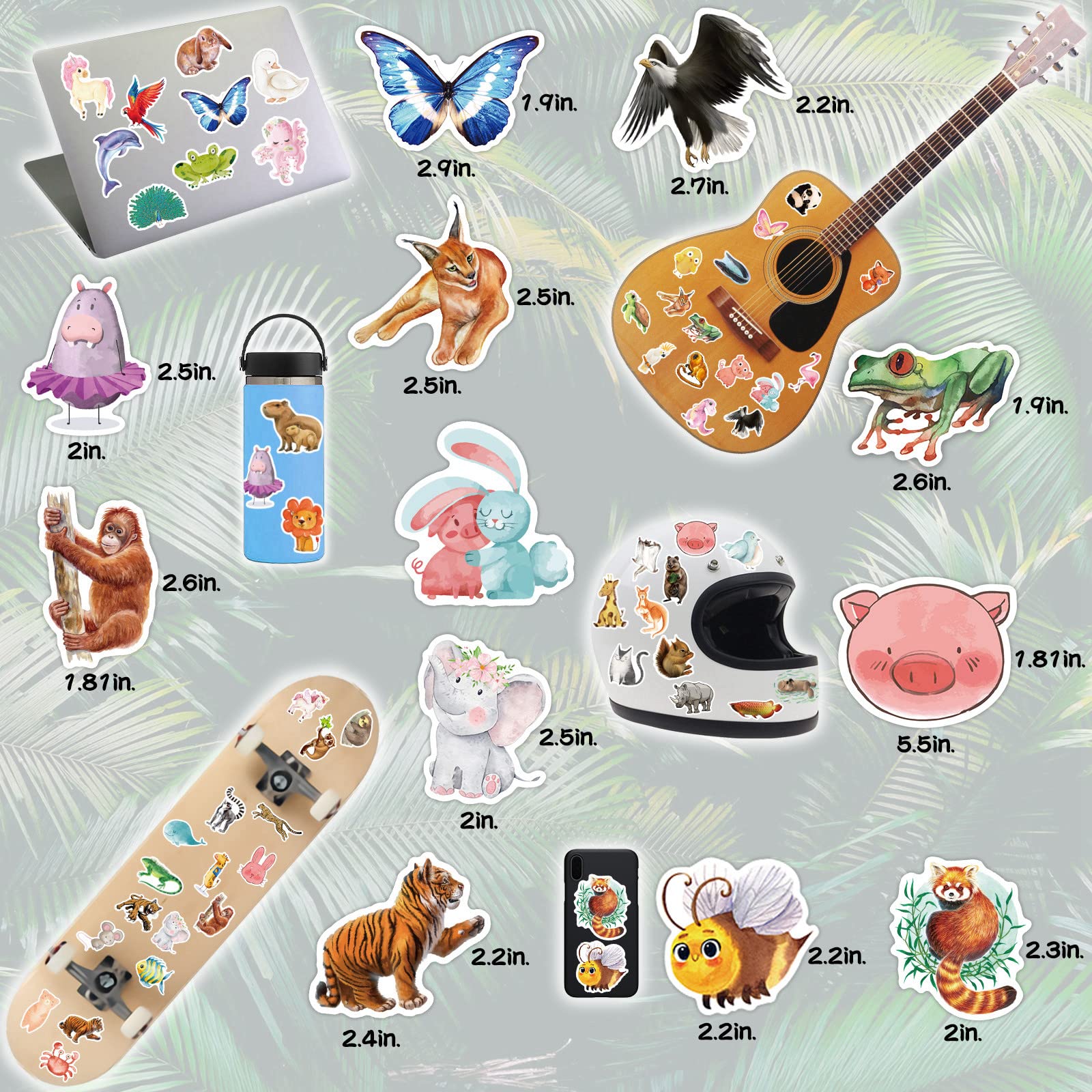 160PCS Animal Stickers for Kids & Teens - Waterproof Vinyl Decals for Water Bottles, Laptops, Notebooks - Cute Rainforest & Zoo Theme - Perfect for School Rewards, Teacher Gifts & Summer Activities