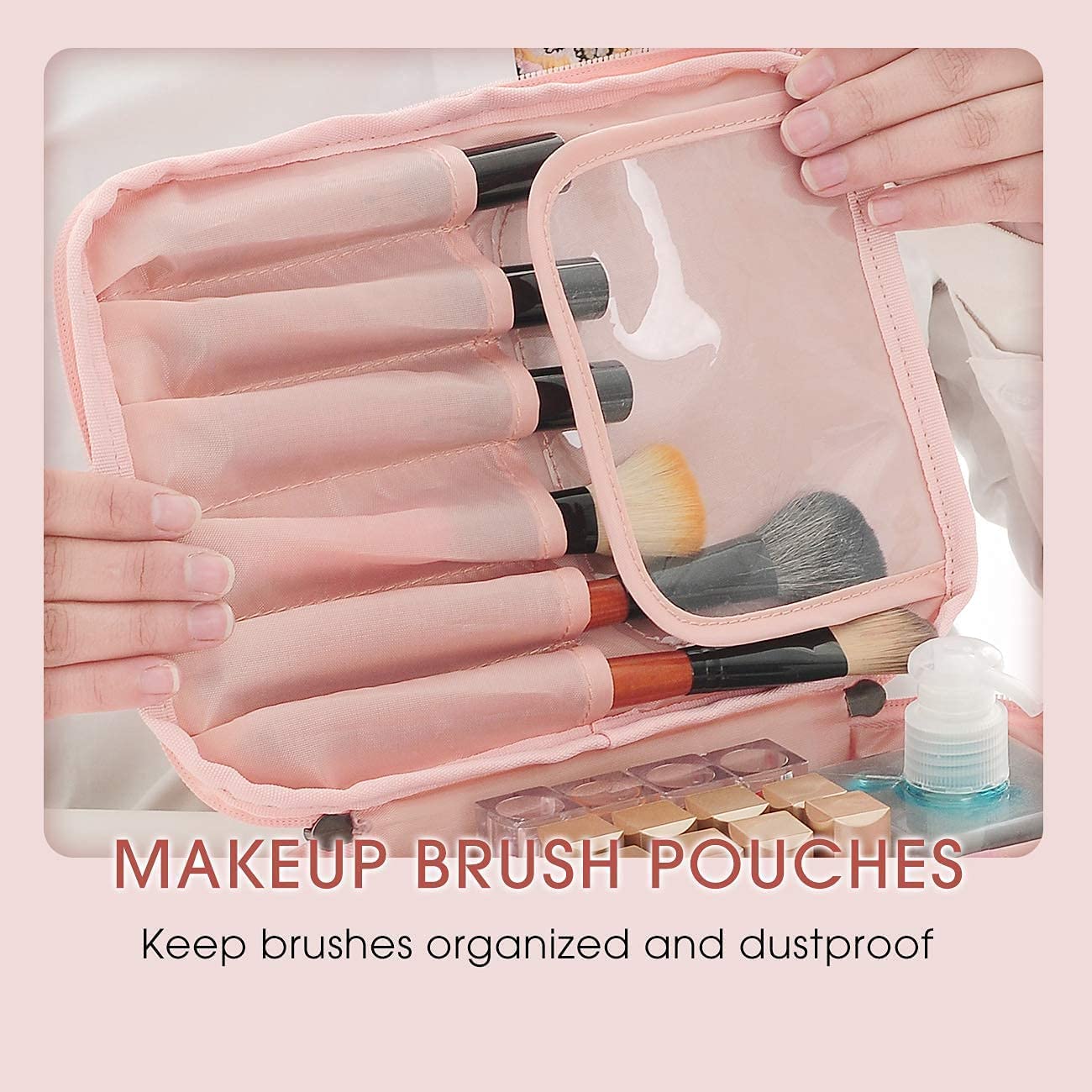 Dherik Tradworld 17cm Solid Cosmetic Pouch Organizer Bag with Dividers - Waterproof Makeup Travel Case for Women, Perfect for Home, Office & Vacation Essentials Storage