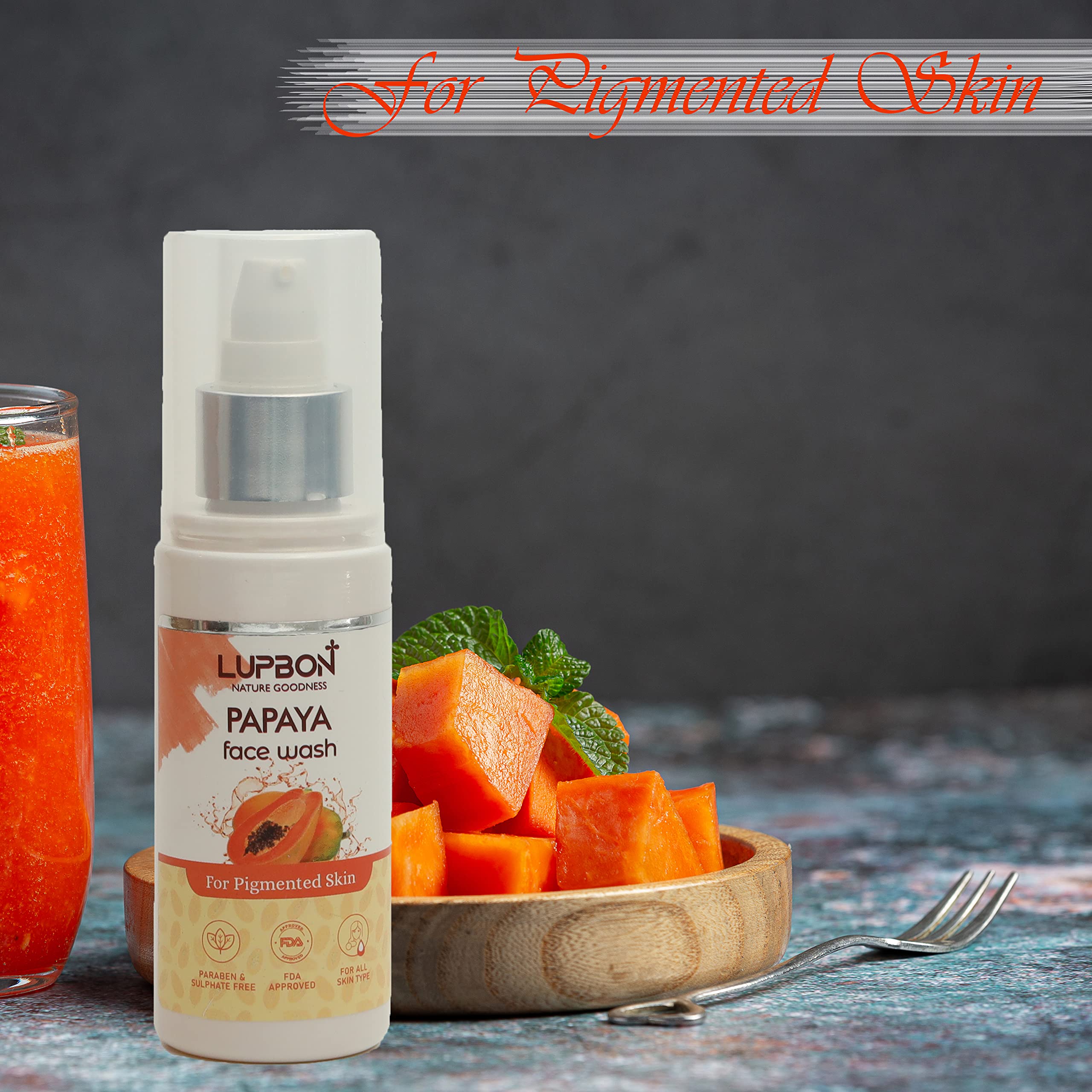 LUPBON Papaya Face Wash for Dark Spots & Exfoliation - 100ml Brightening Cleanser for Glowing Skin | Gentle Daily Use for Acne, Oily & Sensitive Skin