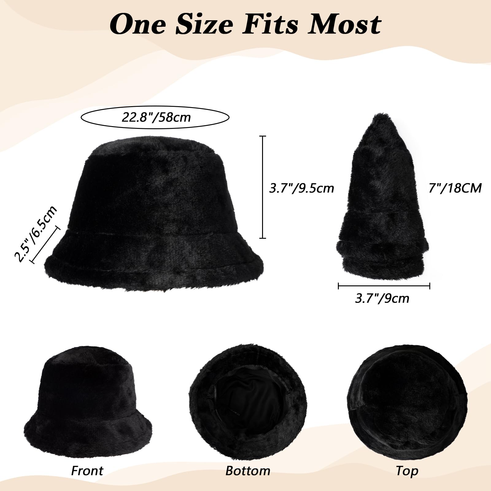 Premillow Women's Winter Fuzzy Bucket Hat - Soft Faux Fur Warm Fluffy Fisherman Cap for Cold Weather - Perfect for Outdoor Activities, Skiing, and Winter Fashion