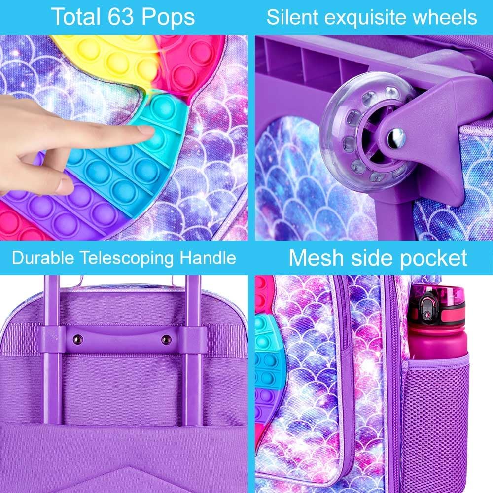 Kids Rolling Luggage for Boys and Girls - Toddler Travel Carry On Suitcase with Wheels | Perfect for Airplane Trips, Family Vacations & School Sleepovers