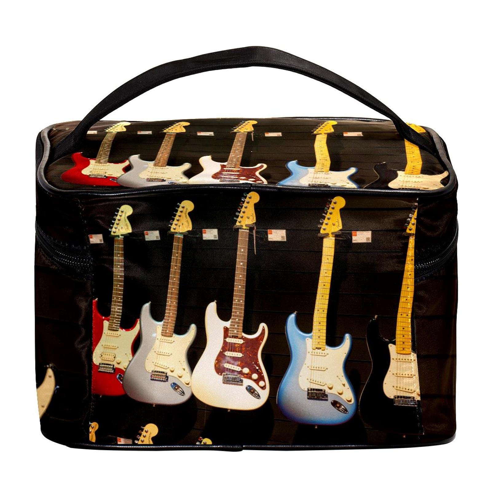 Portable Guitar-Shaped Travel Makeup Bag - Large Cosmetic Organizer with Zipper for Women & Girls | Perfect for Music Lovers, Travel, Gym & Daily Essentials Storage