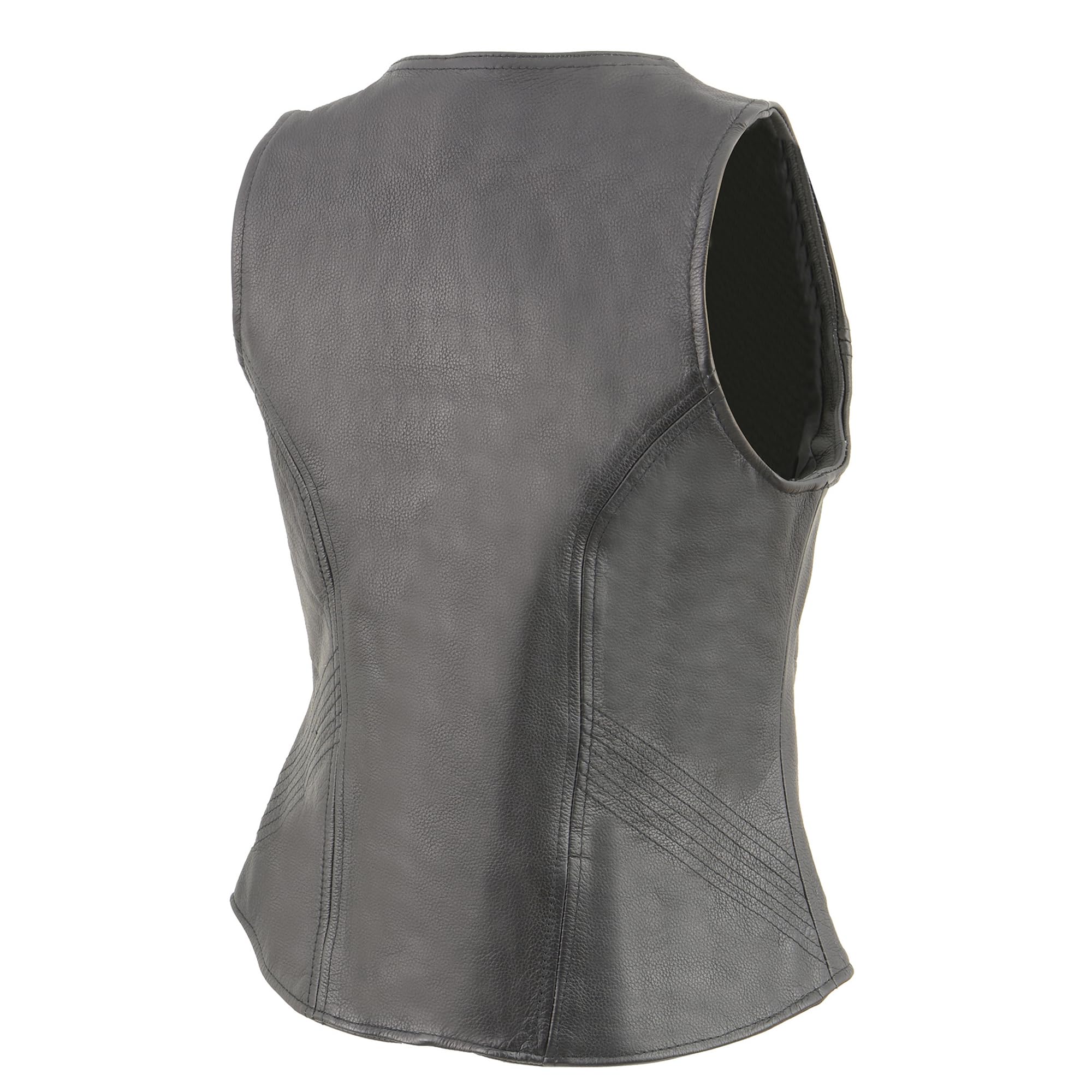 Milwaukee Leather Women's Black Leather Biker Vest with Front Zipper MLL4530 - Stylish Motorcycle Riding Gear for Harley Davidson & Cruiser Bikes