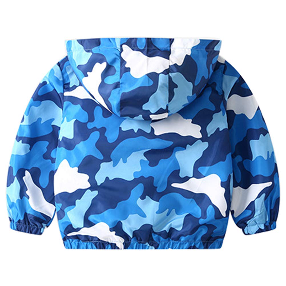 KISBINI Boys Cartoon Dinosaur Lightweight Hooded Windbreaker Jacket - Waterproof Raincoat for Toddler Outdoor Play, School & Park Adventures