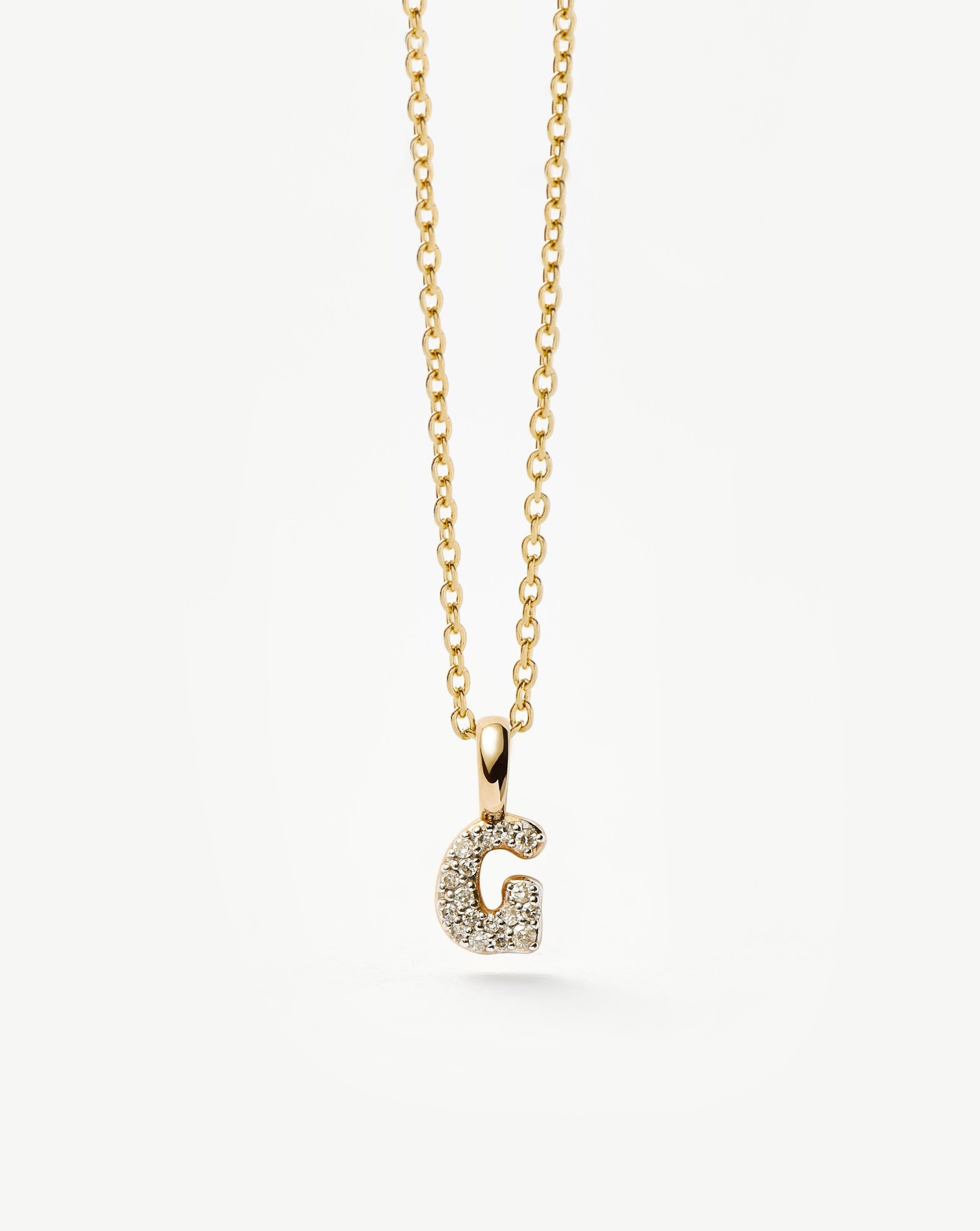 14k Solid Yellow Gold Plated Diamond Initial Mini Pendant Necklace - Letter G | Elegant Personalized Jewelry Gift for Women, Perfect for Birthdays, Anniversaries & Special Occasions