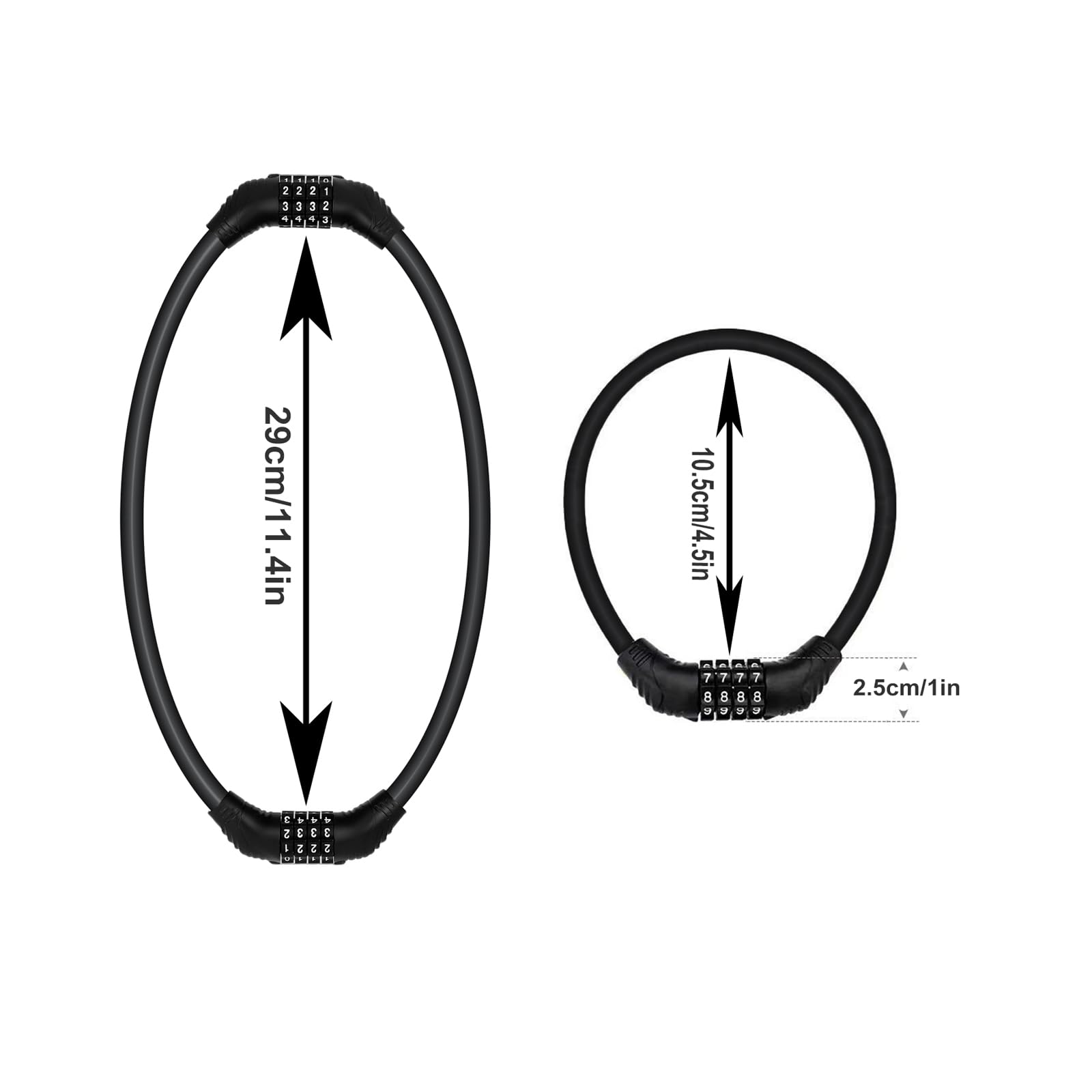 4 Digit Resettable Combination Bike Lock Cable - Heavy Duty Anti-Theft Bicycle Chain Lock for Motorcycle & Bikes (16 Inch, 2 Pack) | Secure Parking, Commuting & Outdoor Cycling Protection