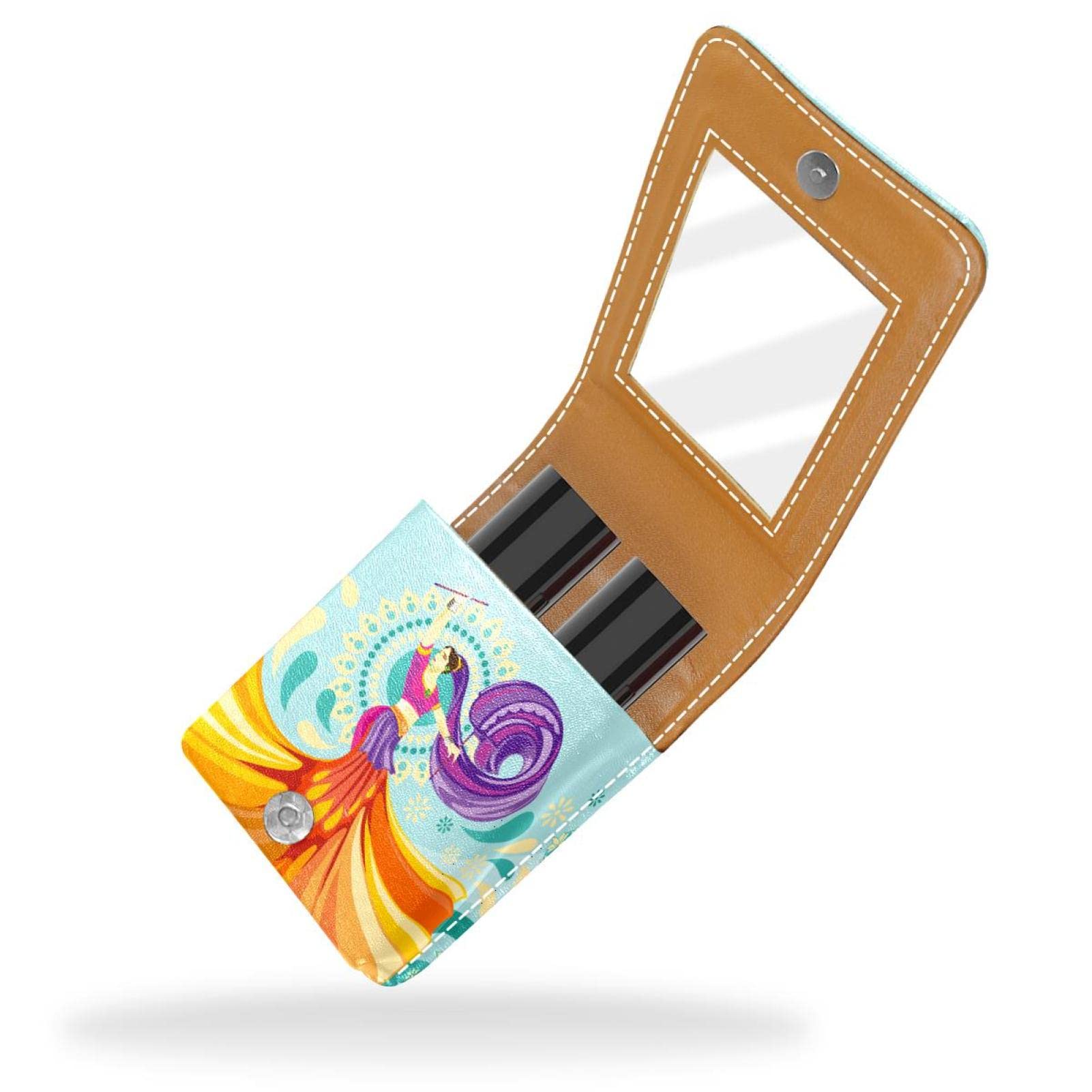 Lip Gloss Holder Lipstick Case - Portable Mini Lipstick Storage Box with Mirror, Travel Lipstick Organizer for Women - Perfect for Garba Dance, Parties, Travel & Daily Makeup
