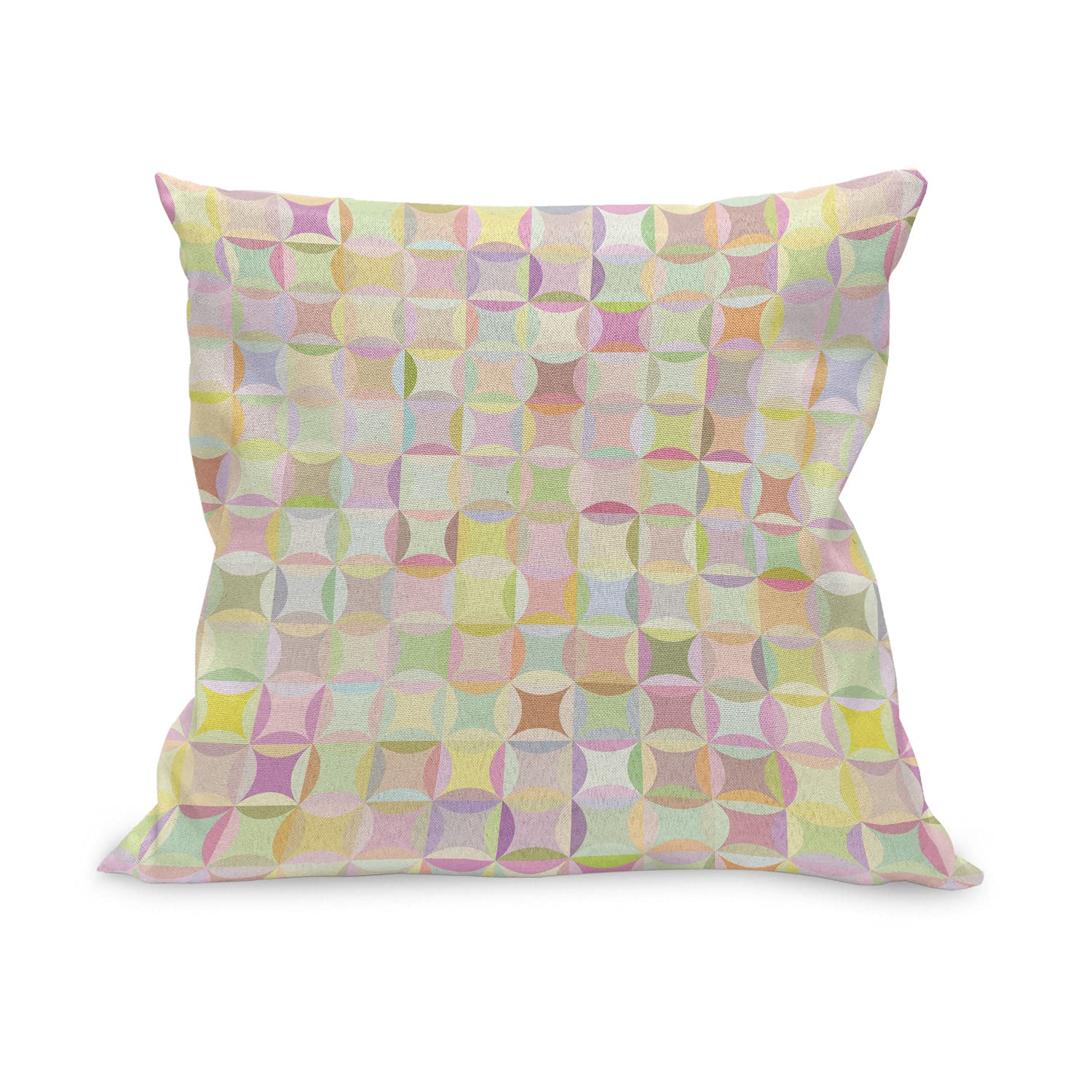 Ambesonne Pastel Throw Pillow Cover 36x36 Inches - Retro Polka Dot & Geometric Square Pattern Decorative Cushion Case for Sofa, Bed, Living Room - Multicolor Funky Accent Pillow for Home Decor