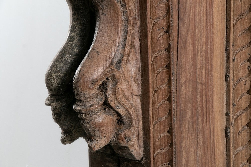 Hand Carved Indian Mehrab Arched Window Frame Mirror - Natural Wooden Wall Decor for Living Room, Bedroom & Entryway - Boho Home Decor, Ethnic Wall Art, Unique Housewarming Gift