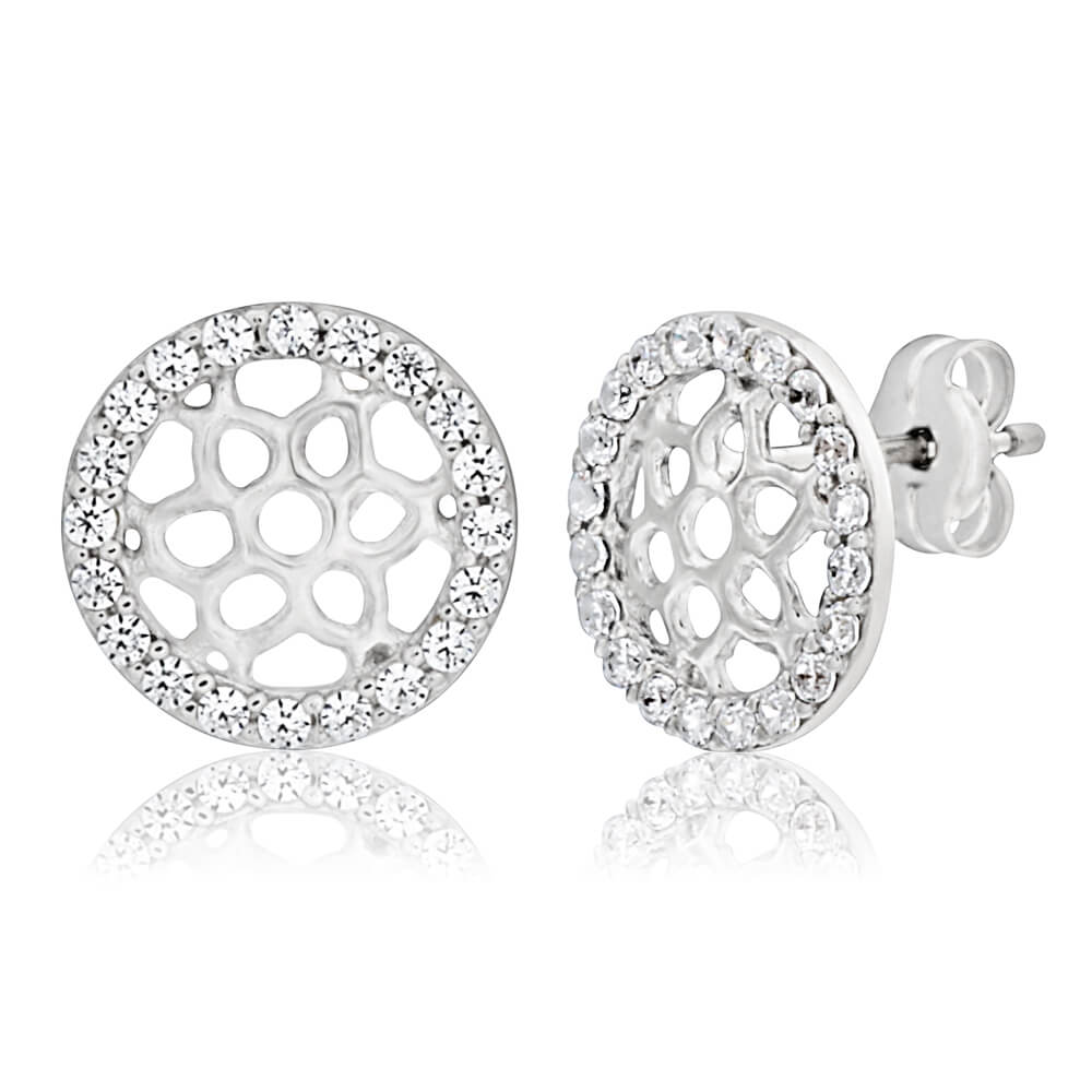 9ct White Gold Elegant Cubic Zirconia Stud Earrings for Women - Classic & Timeless Jewelry Gift for Wedding, Anniversary or Everyday Wear