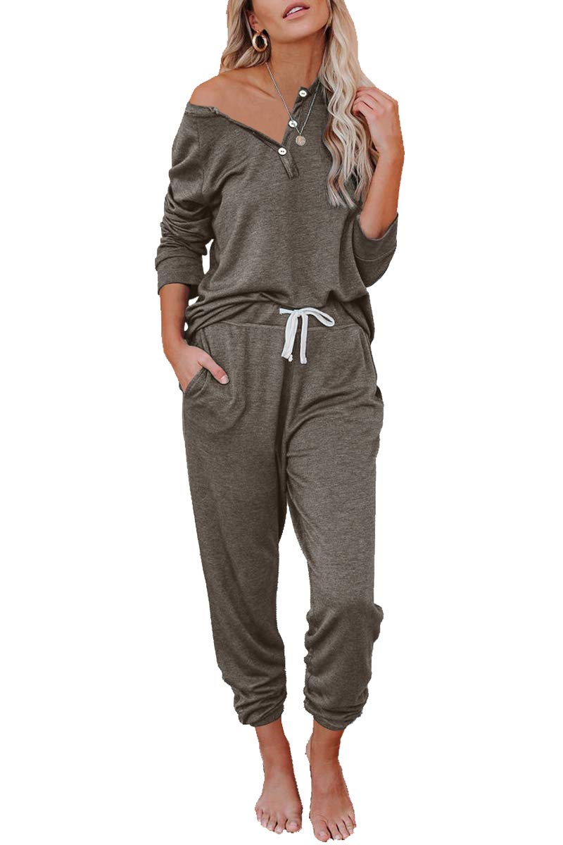 AUTOMET Women's 2-Piece Pajama Set - Soft Fall Loungewear Sweatsuit with Sweatpants for Sleep, Relaxing at Home & Cozy Weekends