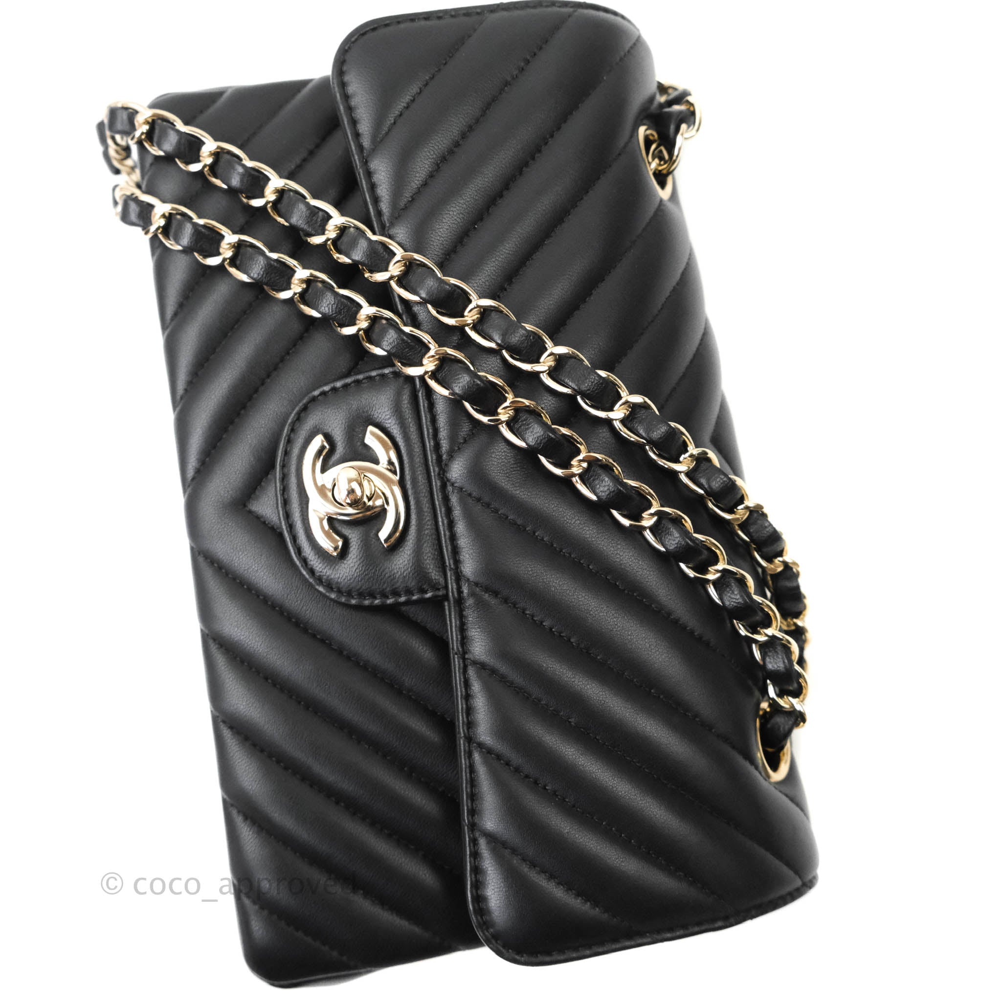 Chanel Classic Chevron Small Medium Double Flap Bag - Black Lambskin Leather with Gold Hardware | Luxury Handbag for Women, Perfect for Parties, Dates & Everyday Elegance
