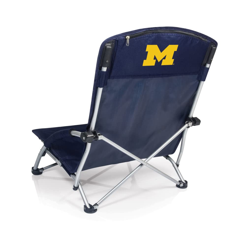 PICNIC TIME NCAA Tranquility Low Beach Chair for Adults with Carry Bag - Portable Folding Lawn Chair for Outdoor Relaxation - Perfect for Beach, Camping, Backyard & Picnics