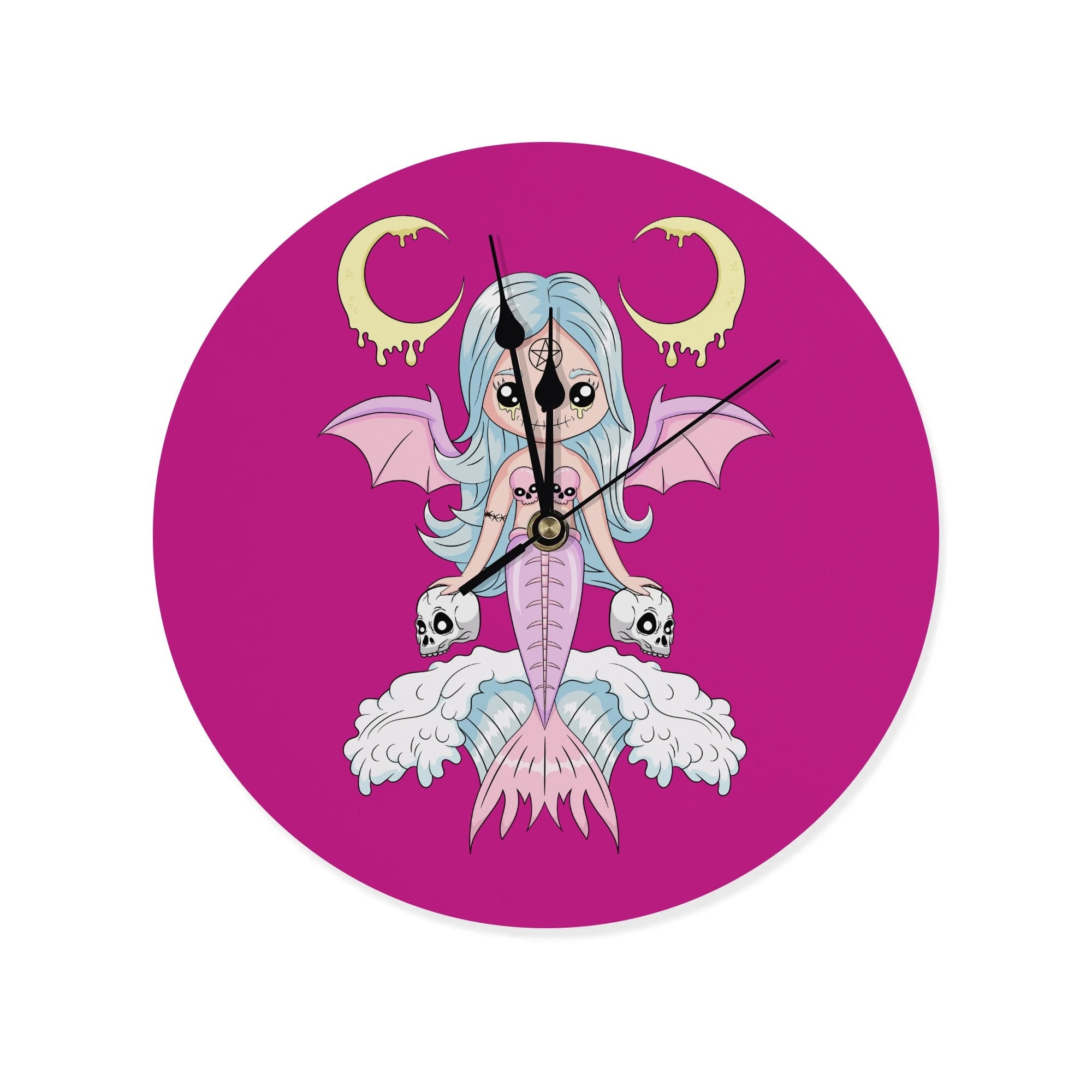 Gothic Mermaid Life PVC Round Wall Clock - Unique Home Decor for Living Room, Bedroom & Office - Perfect Gift for Fantasy Lovers & Gothic Style Enthusiasts