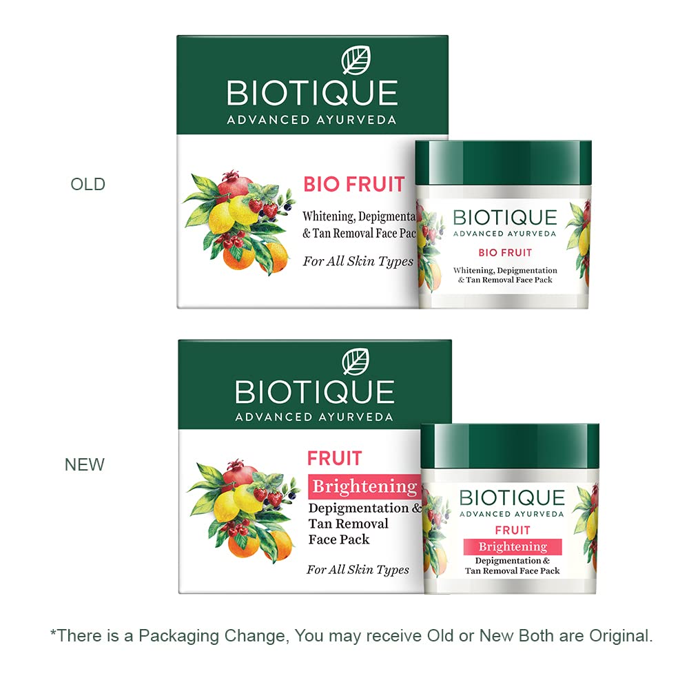 Biotique Tea Tree Skin Clearing Mattifying Facial Toner 120ml - Acne Treatment, Pore Minimizer & Oil Control | Biotique Fruit Brightening Face Pack 75g - Depigmentation, Tan Removal & Glow Booster | Perfect for Oily & Acne-Prone Skin, Daily Skincare Routine